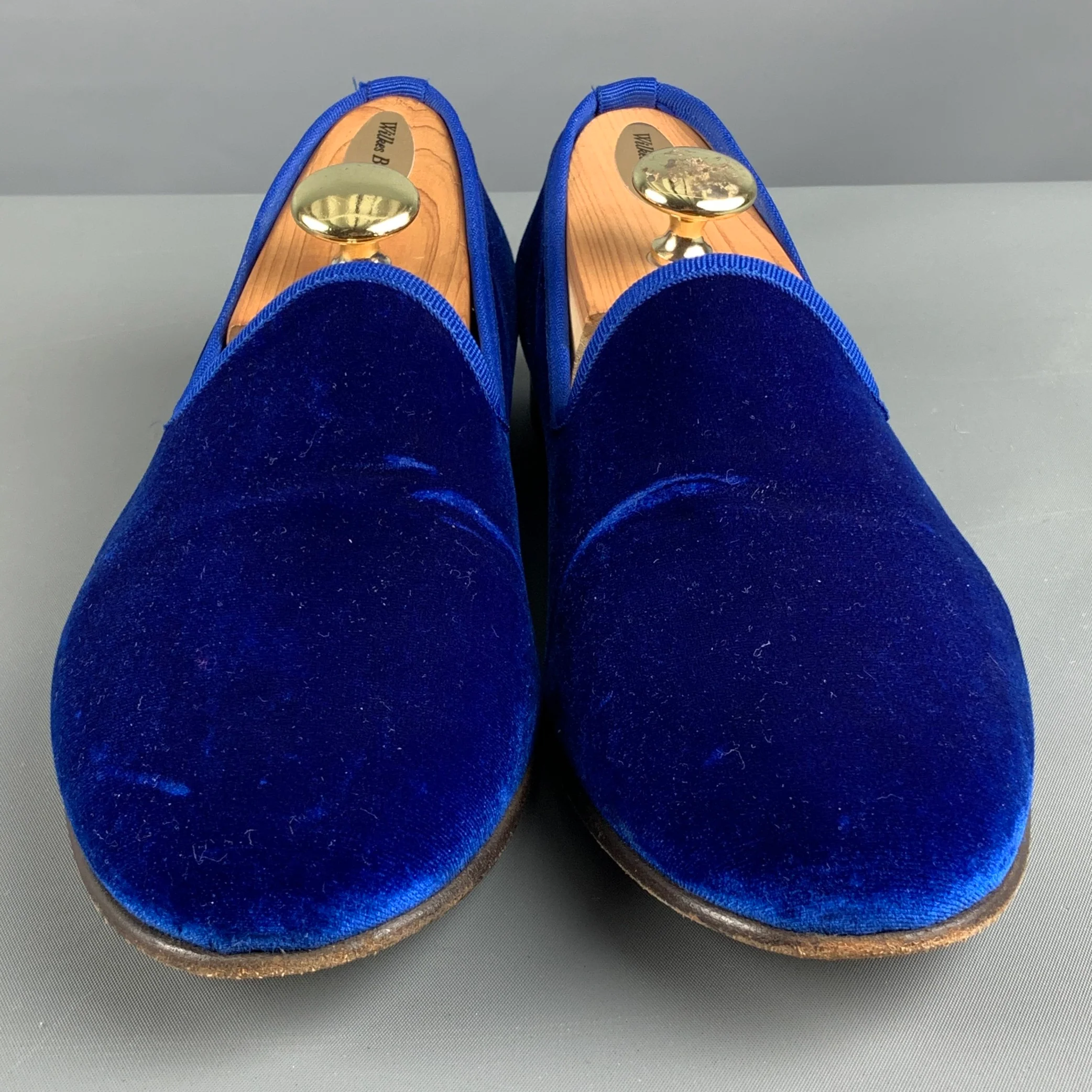 DEL TORO Size 9.5 Royal Blue Textured Velvet Slip On Loafers - Image 4
