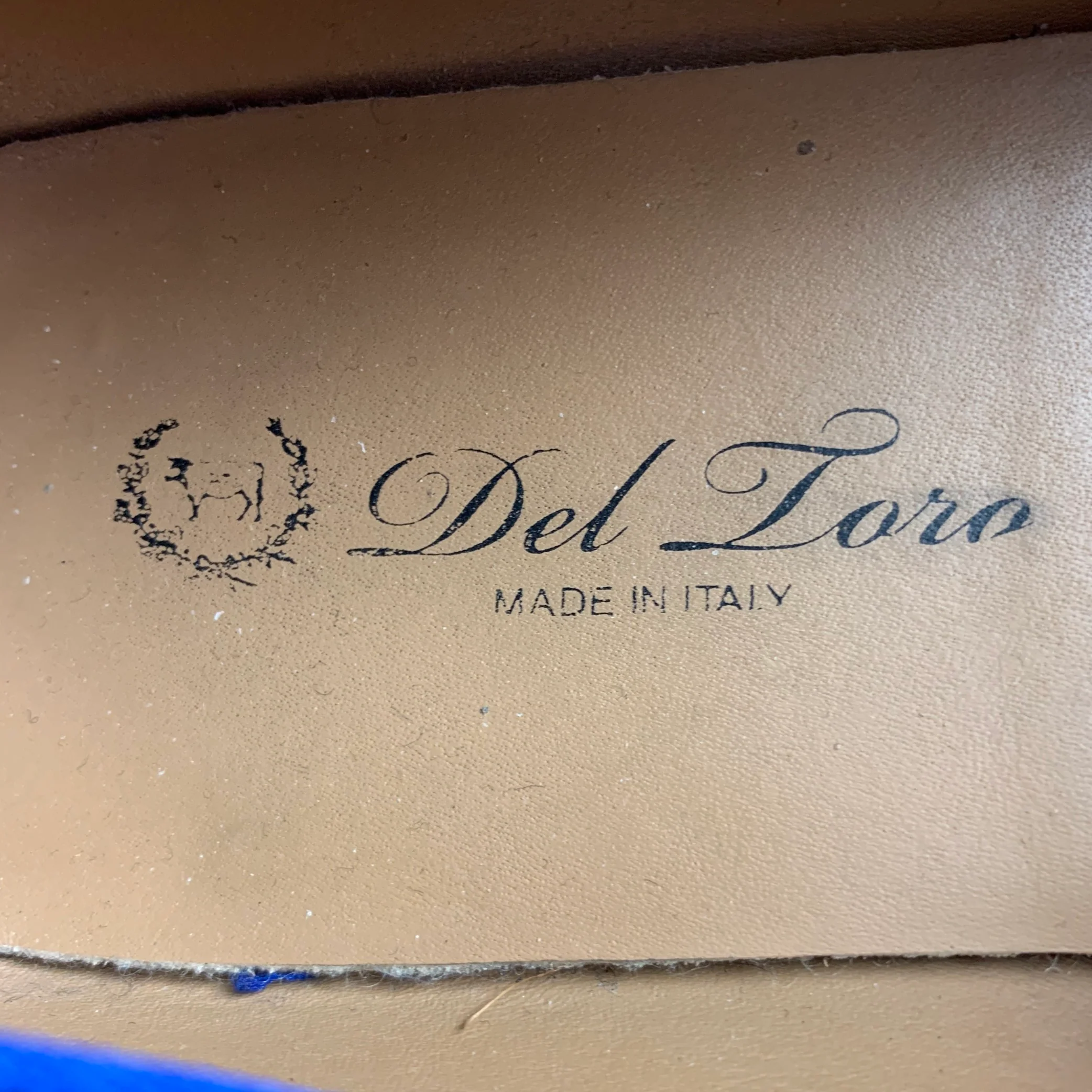 DEL TORO Size 9.5 Royal Blue Textured Velvet Slip On Loafers - Image 9