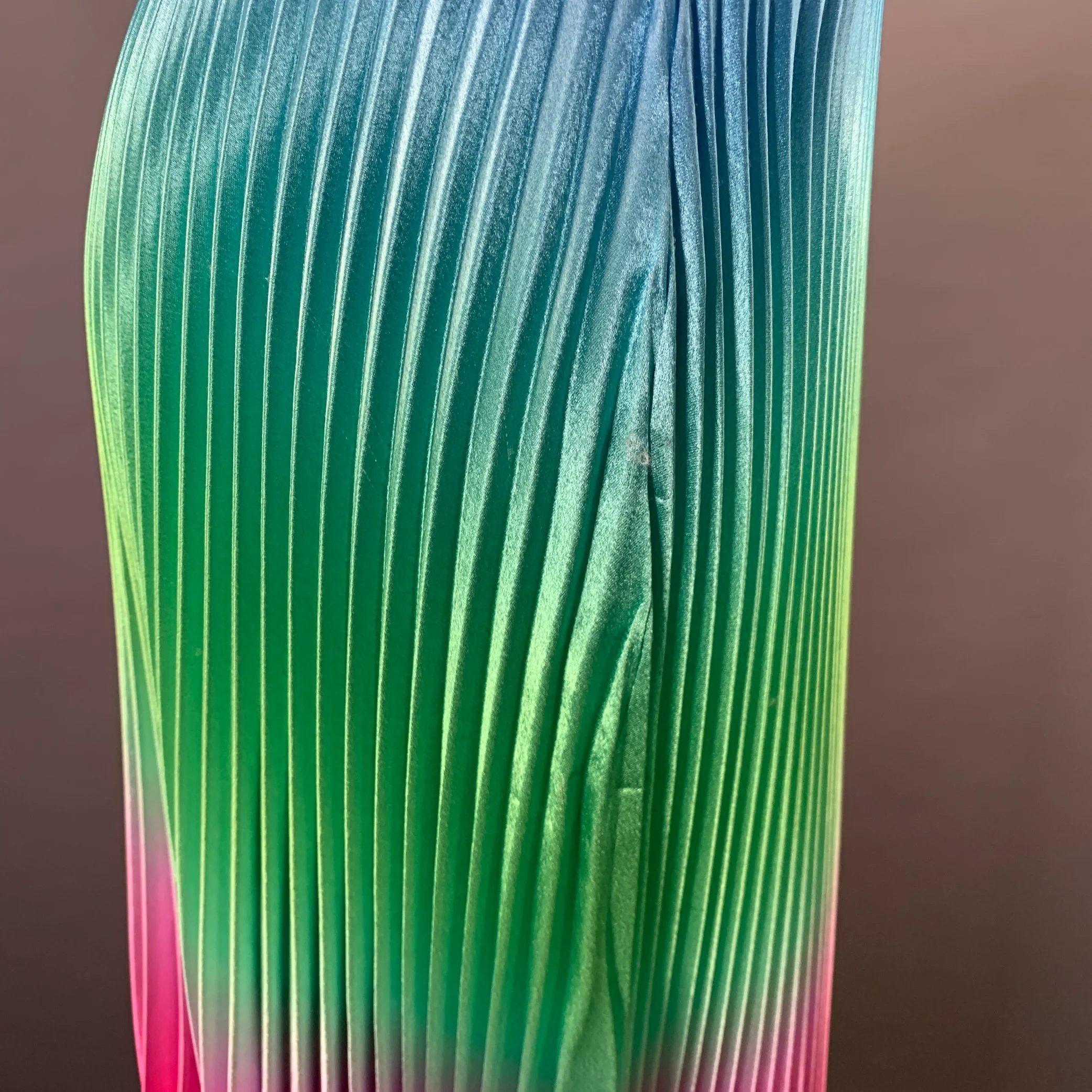 DELFI COLLECTIVE Size XS Multi Color Rainbow Polyester Ombre Pleated Side Zipper Skirt - Image 3