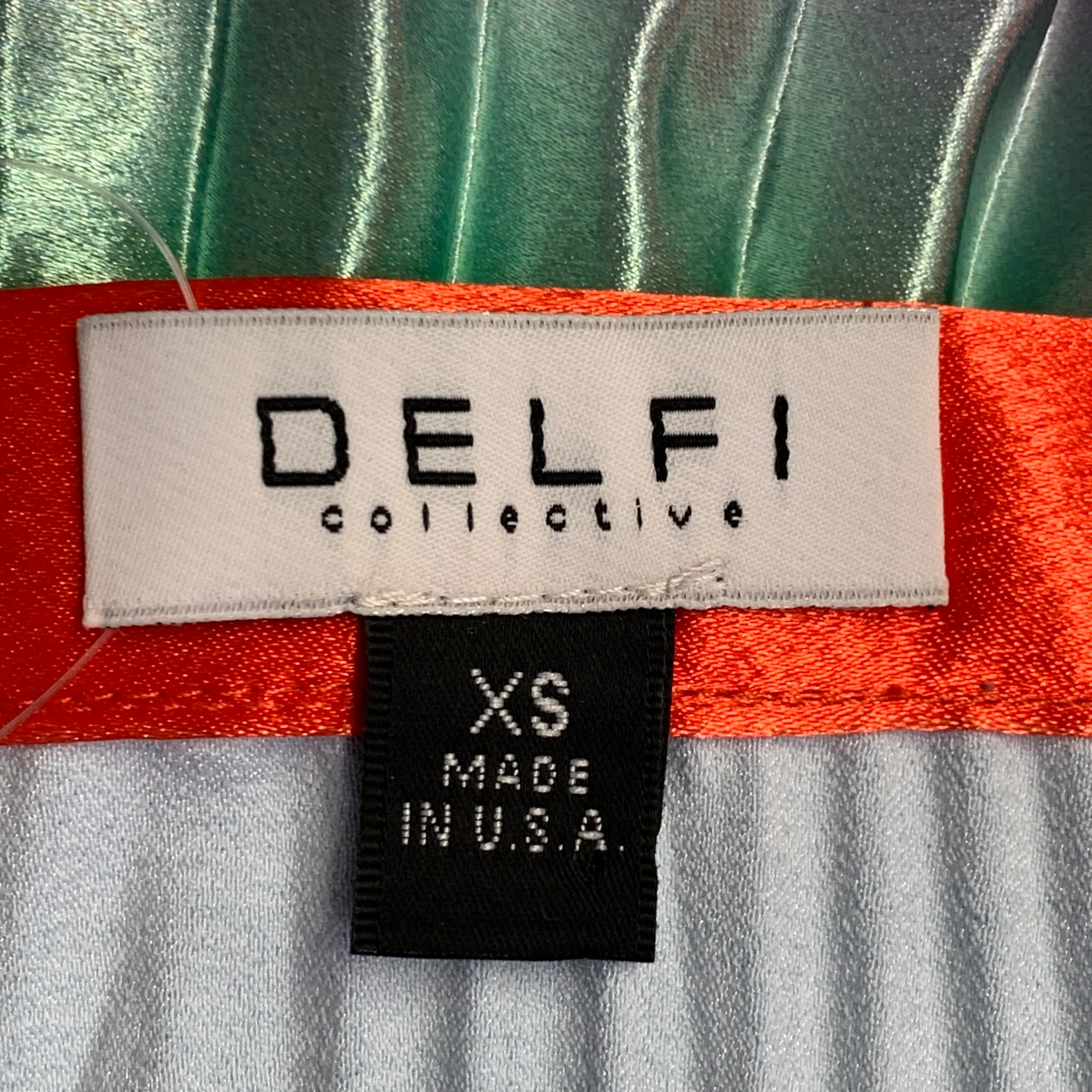 DELFI COLLECTIVE Size XS Multi Color Rainbow Polyester Ombre Pleated Side Zipper Skirt - Image 6