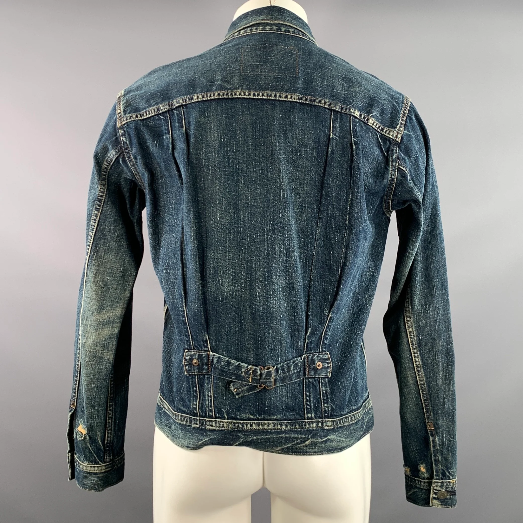 DENIM & SUPPLY RALPH LAUREN Size M Navy Heather Cotton Pointed Collar Jacket - Image 3