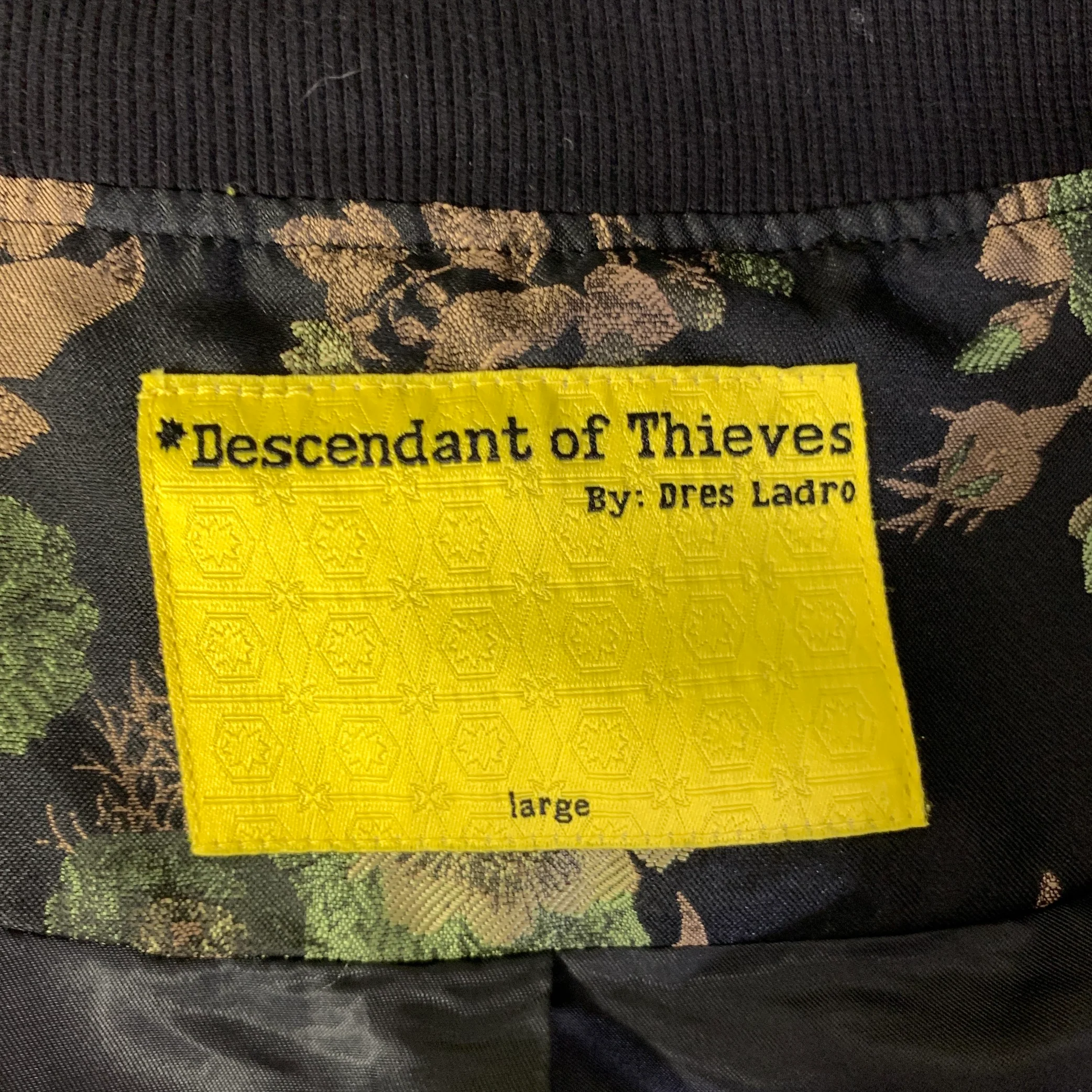 DESCENDANT OF THIEVES Size L Black Green Beige Jacquard Polyester Chore Jacket - Image 7
