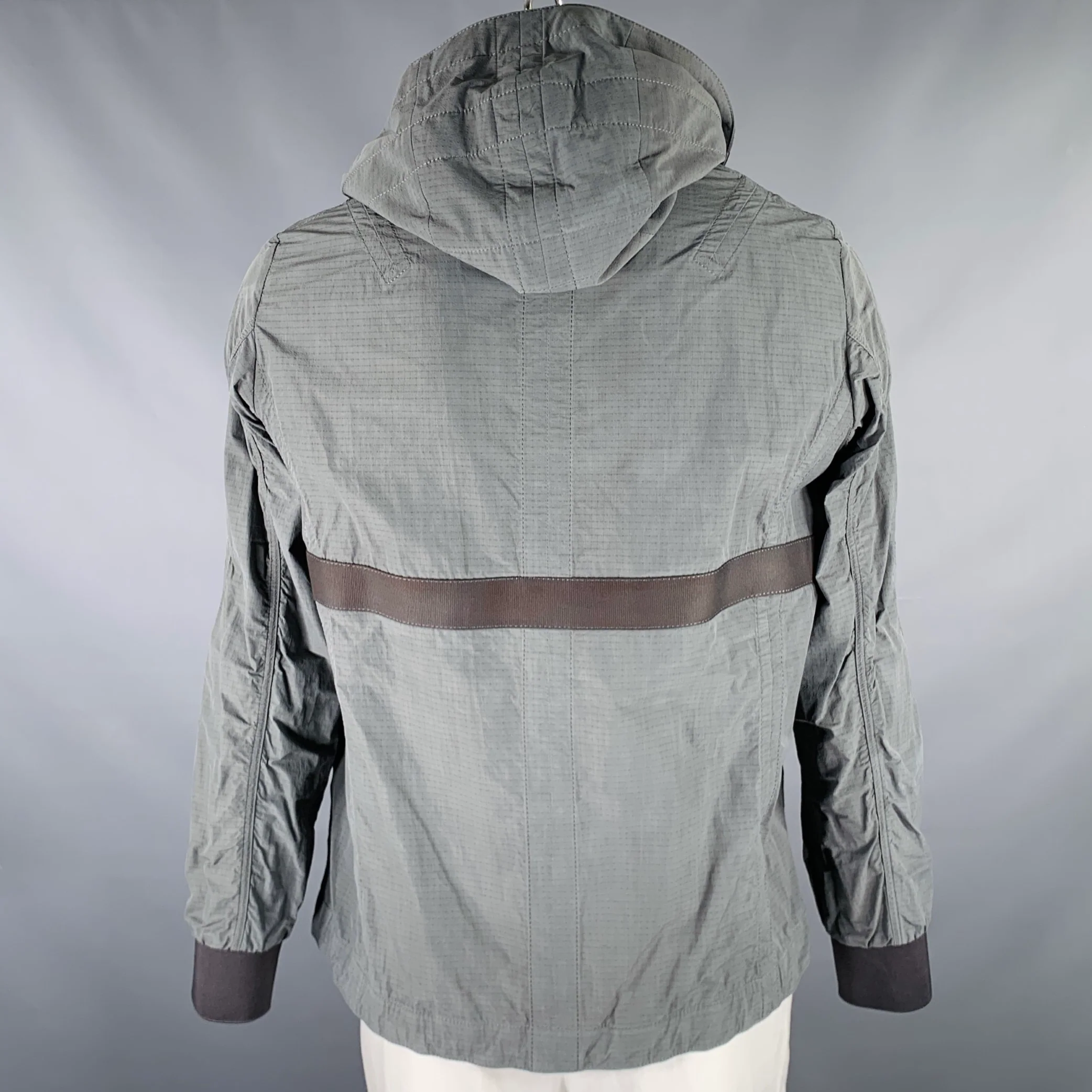DEVOA Size L Grey Polyester Cotton Hooded Jacket - Image 3