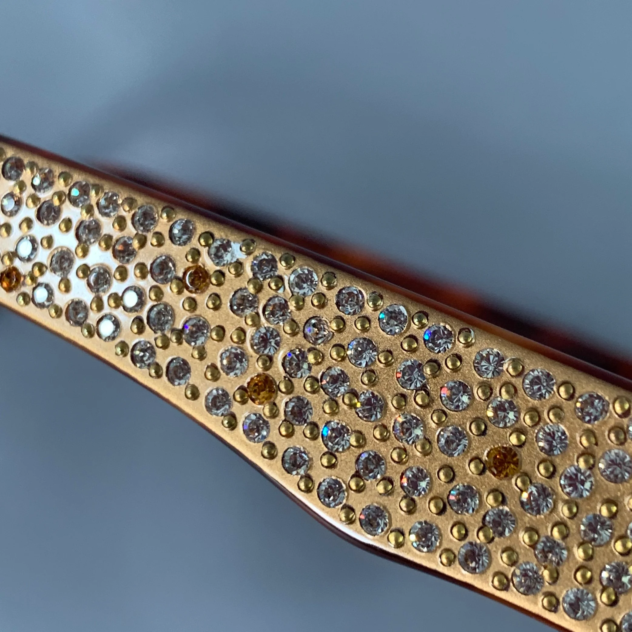 DIANE CAPT Gold Tortoiseshell Acetate Rhinestones Sunglasses - Image 7