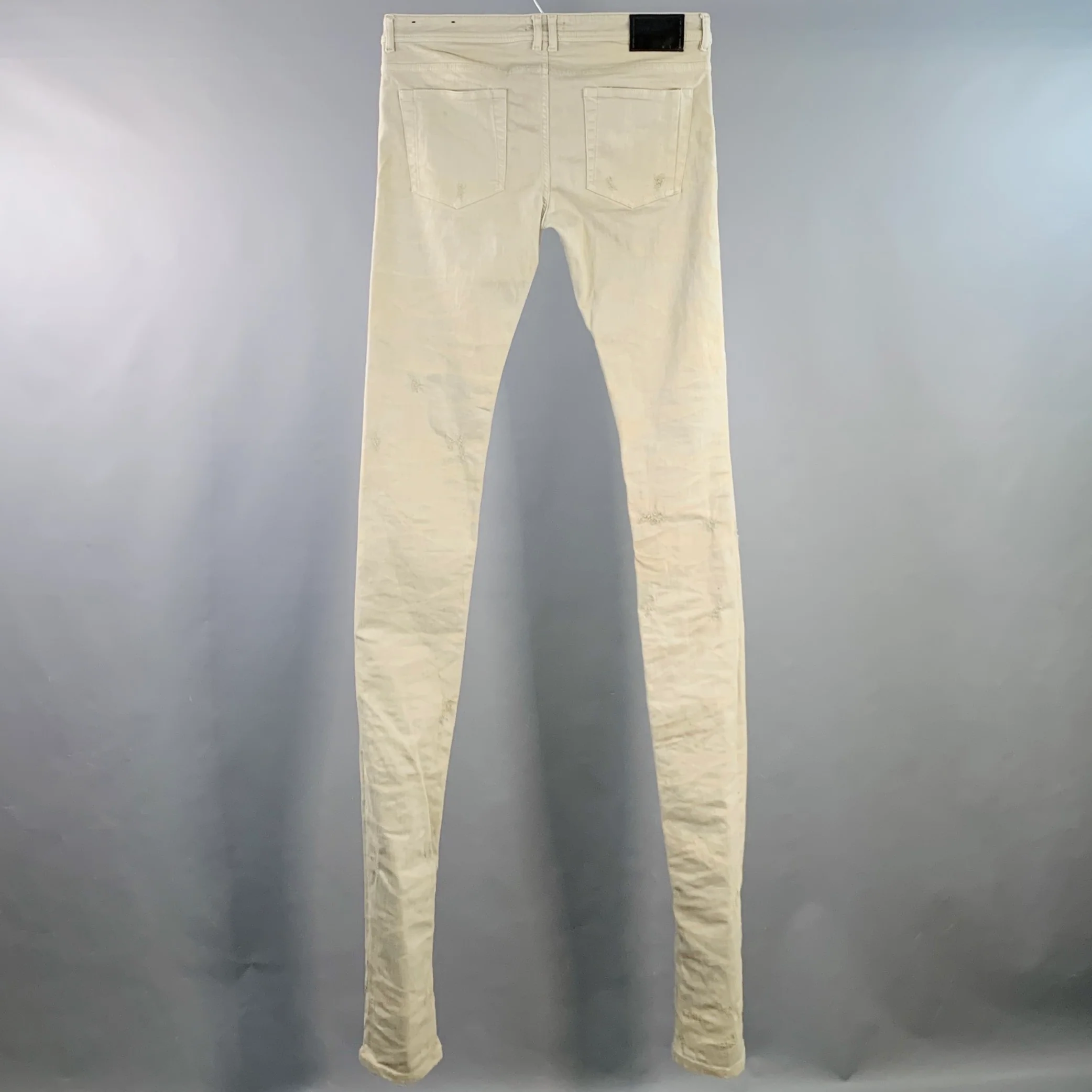 DIESEL BLACK GOLD Size 33 Grey Distressed Cotton Blend Stacked Jeans - Image 4