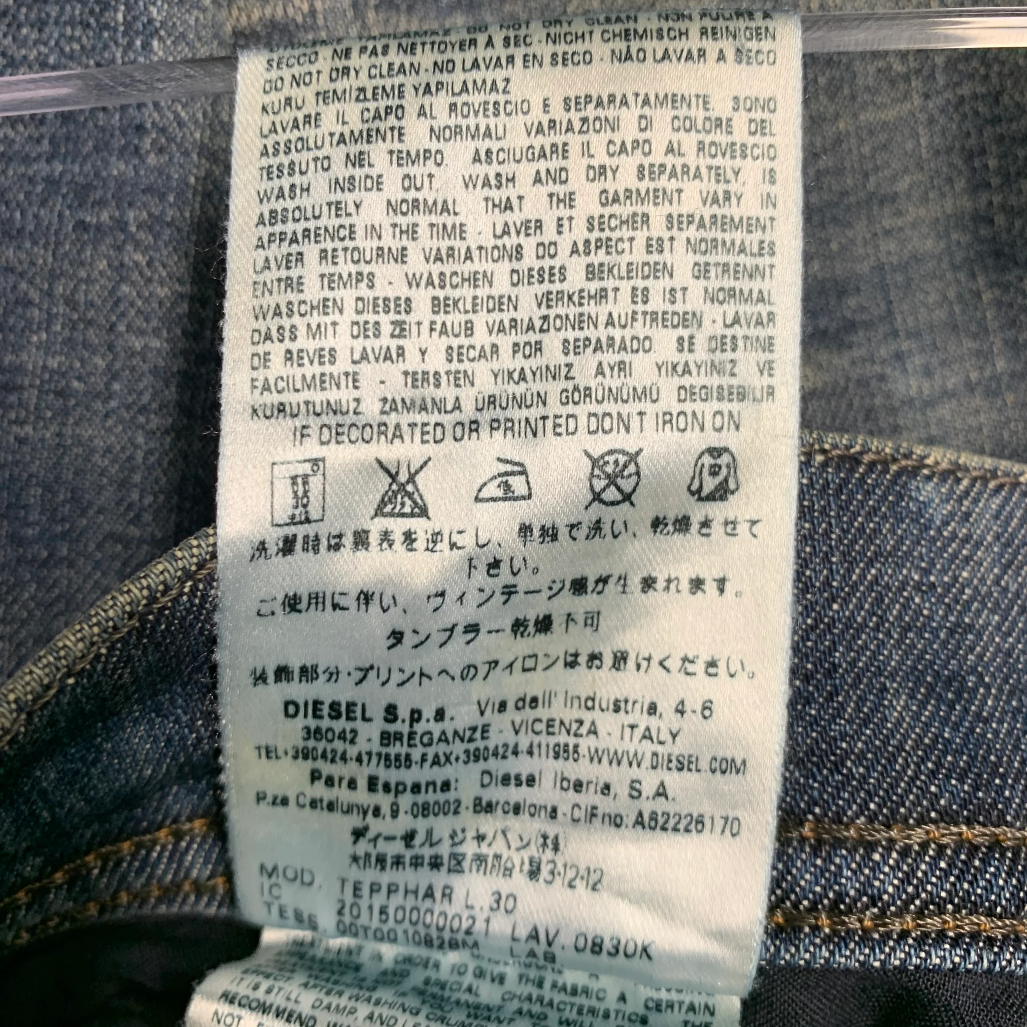 DIESEL Size 26 Tepphar Blue Cotton Blend Tapered Slim Distressed Jeans - Image 14