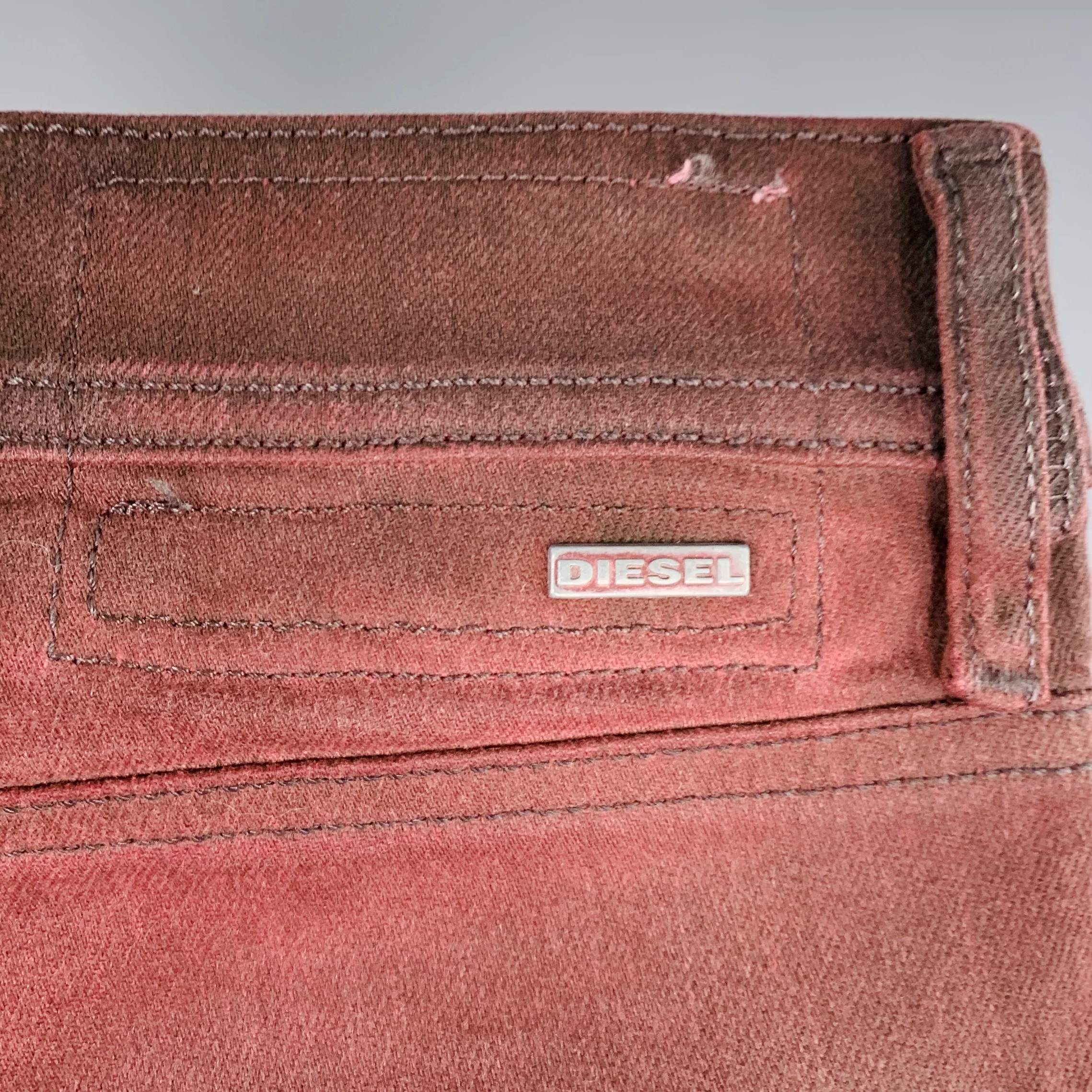 DIESEL Size 27 Tepphar Red Cotton Blend Carrot Tapered Slim Distressed Jeans - Image 4