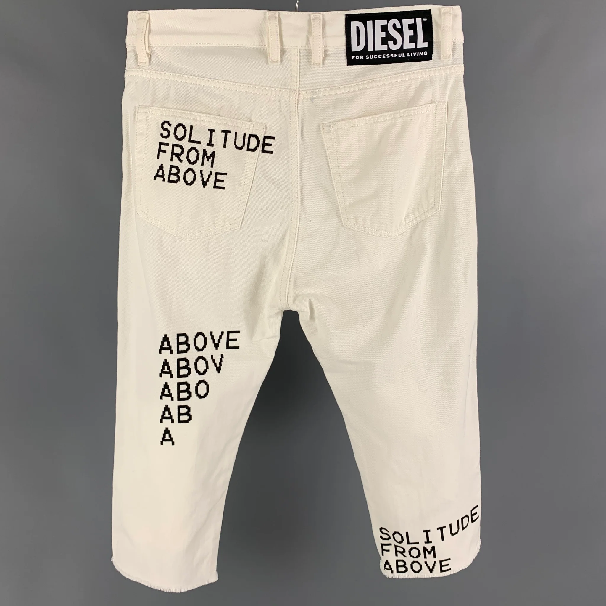 DIESEL Size 29 White Black Cotton Cropped High Waisted Jeans - Image 2