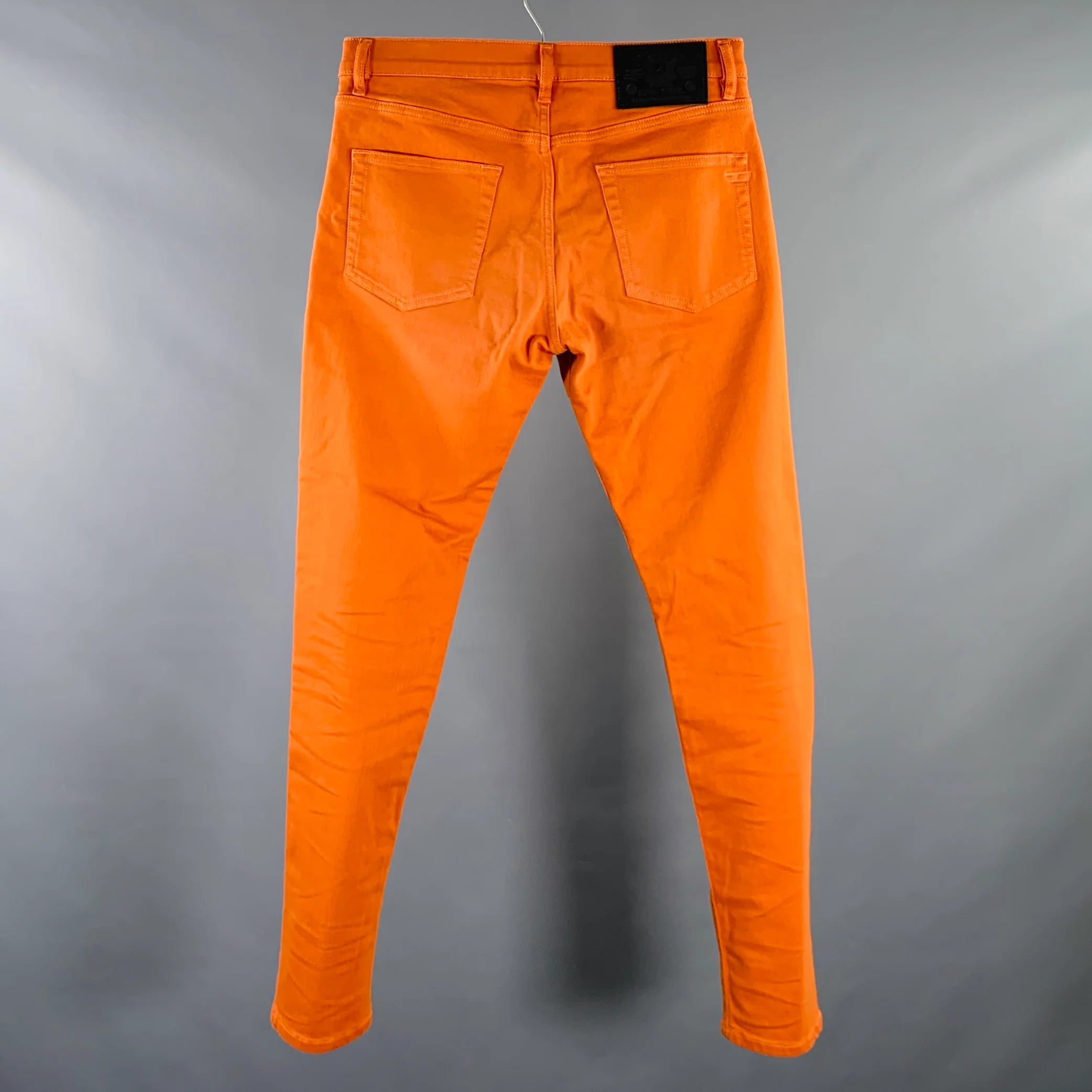 DIESEL Size 31 D-Strukt Orange Cotton Blend Slim 5 Pocket Jeans - Image 3