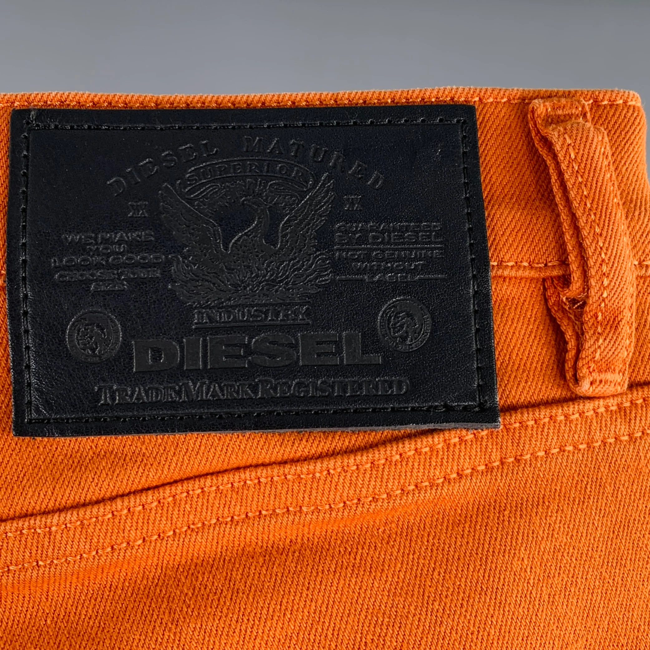 DIESEL Size 31 D-Strukt Orange Cotton Blend Slim 5 Pocket Jeans - Image 4