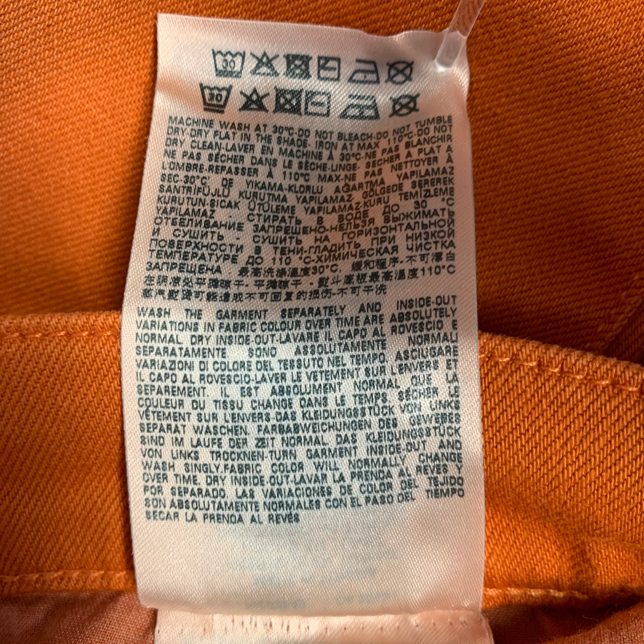 DIESEL Size 31 D-Strukt Orange Cotton Blend Slim 5 Pocket Jeans - Image 9