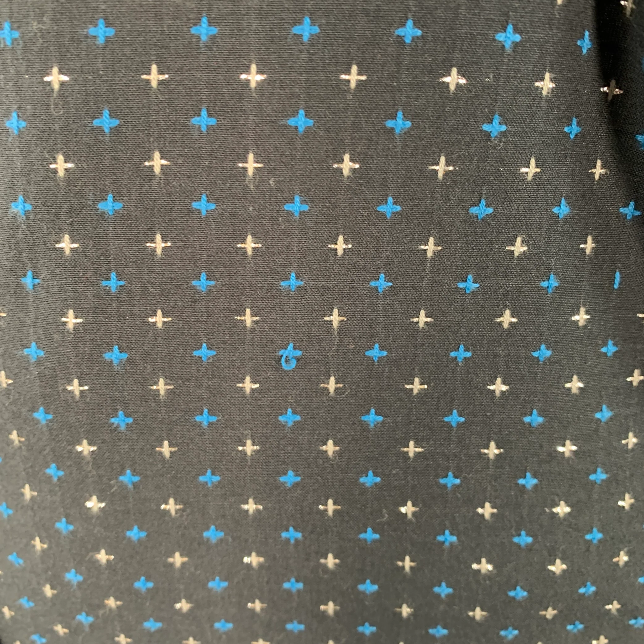DIESEL Size L Black Silver Blue Embroidered Cross Cotton Slim Fit Long Sleeve Shirt - Image 5
