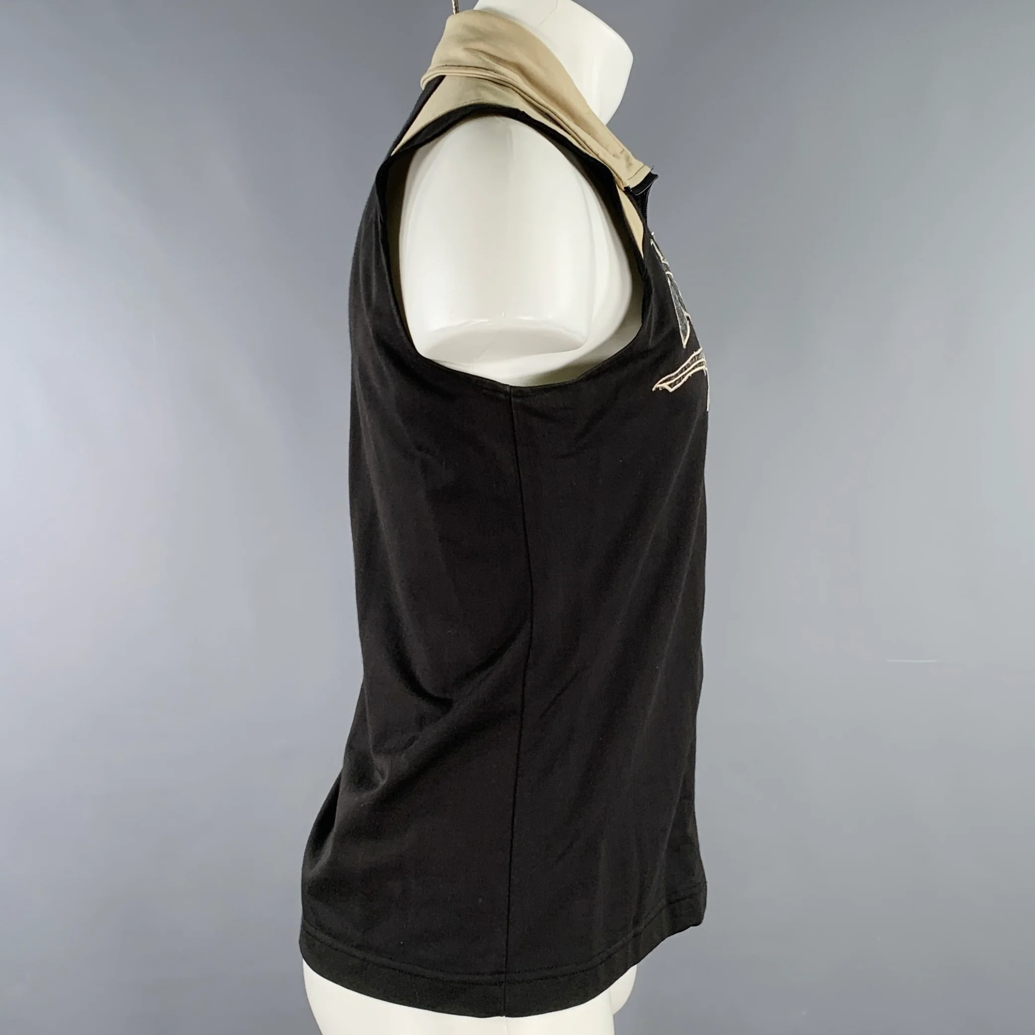 DIESEL STYLE LAB Size M Black Taupe Applique Polyamide Blend Vest - Image 3