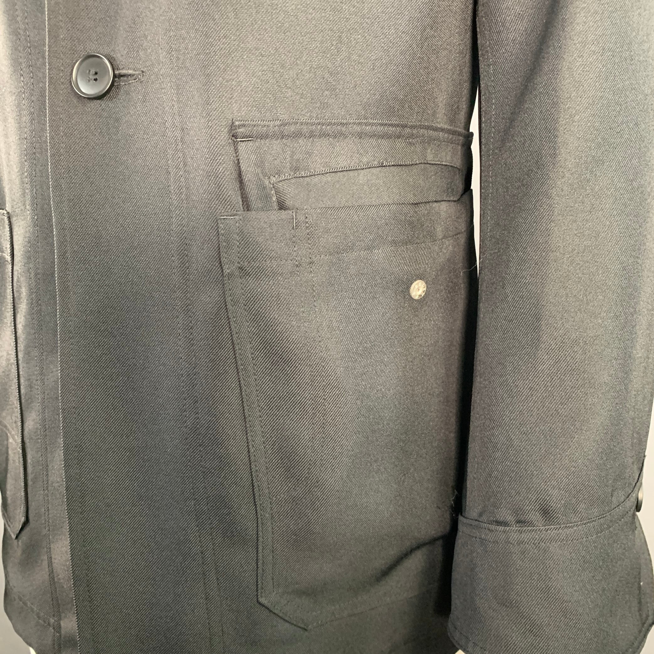 DIET BUTCHER Size L Black Twill Polyester Utility Jacket - Image 2
