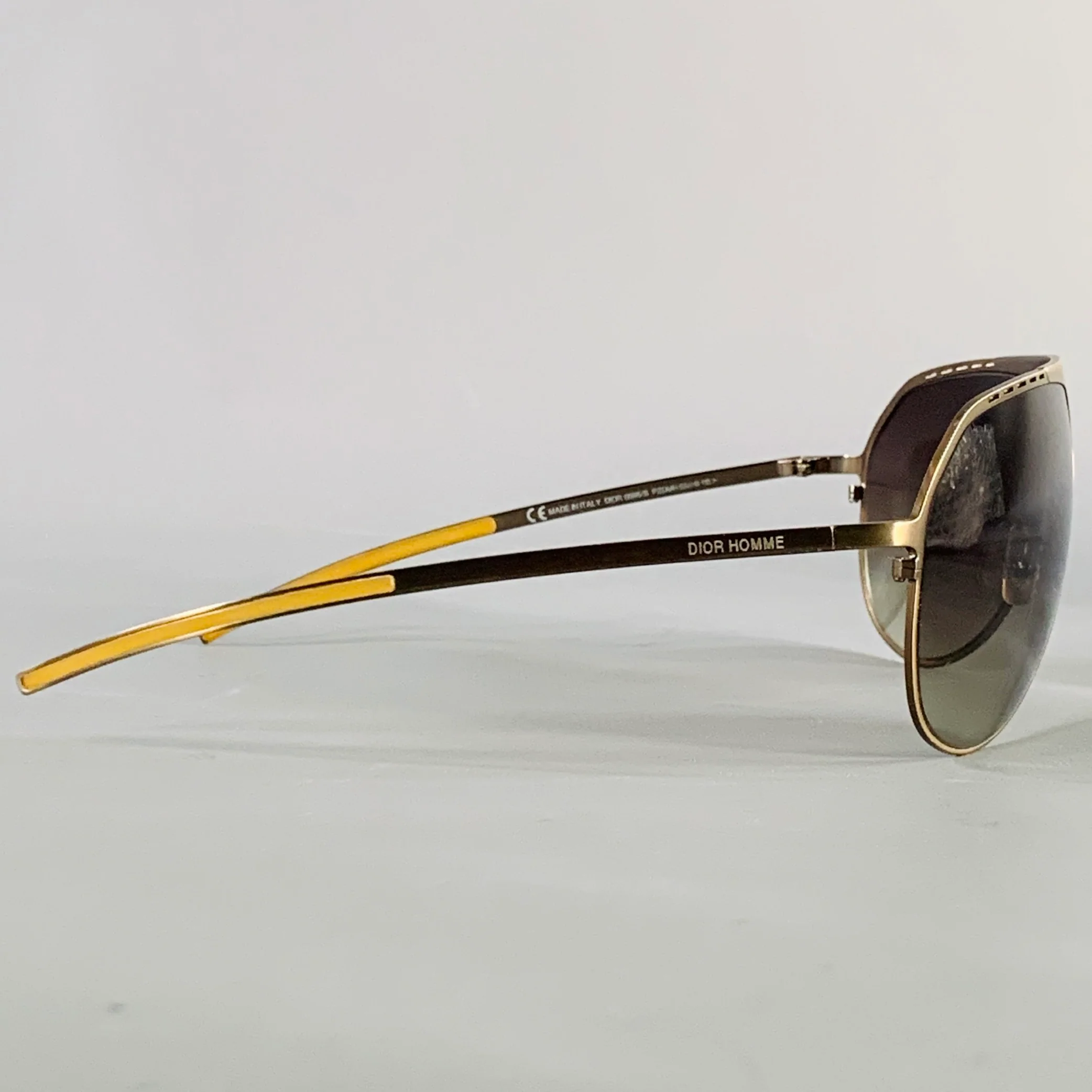 DIOR HOMME Silver Taupe Metal Wrap Around Aviator Sunglasses - Image 2