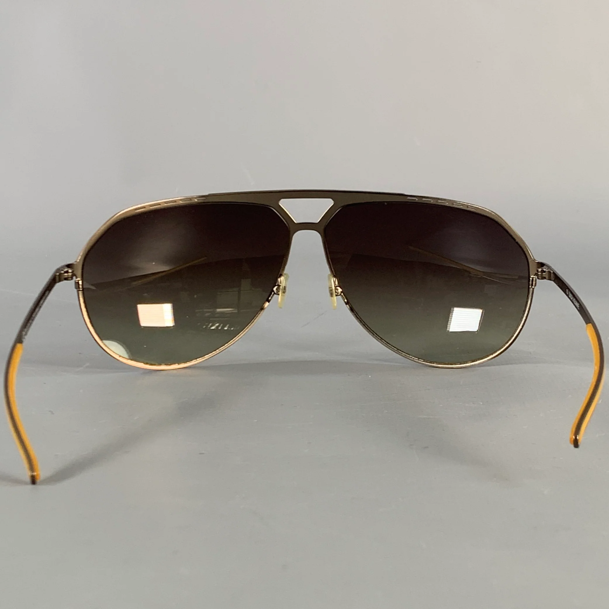 DIOR HOMME Silver Taupe Metal Wrap Around Aviator Sunglasses - Image 3