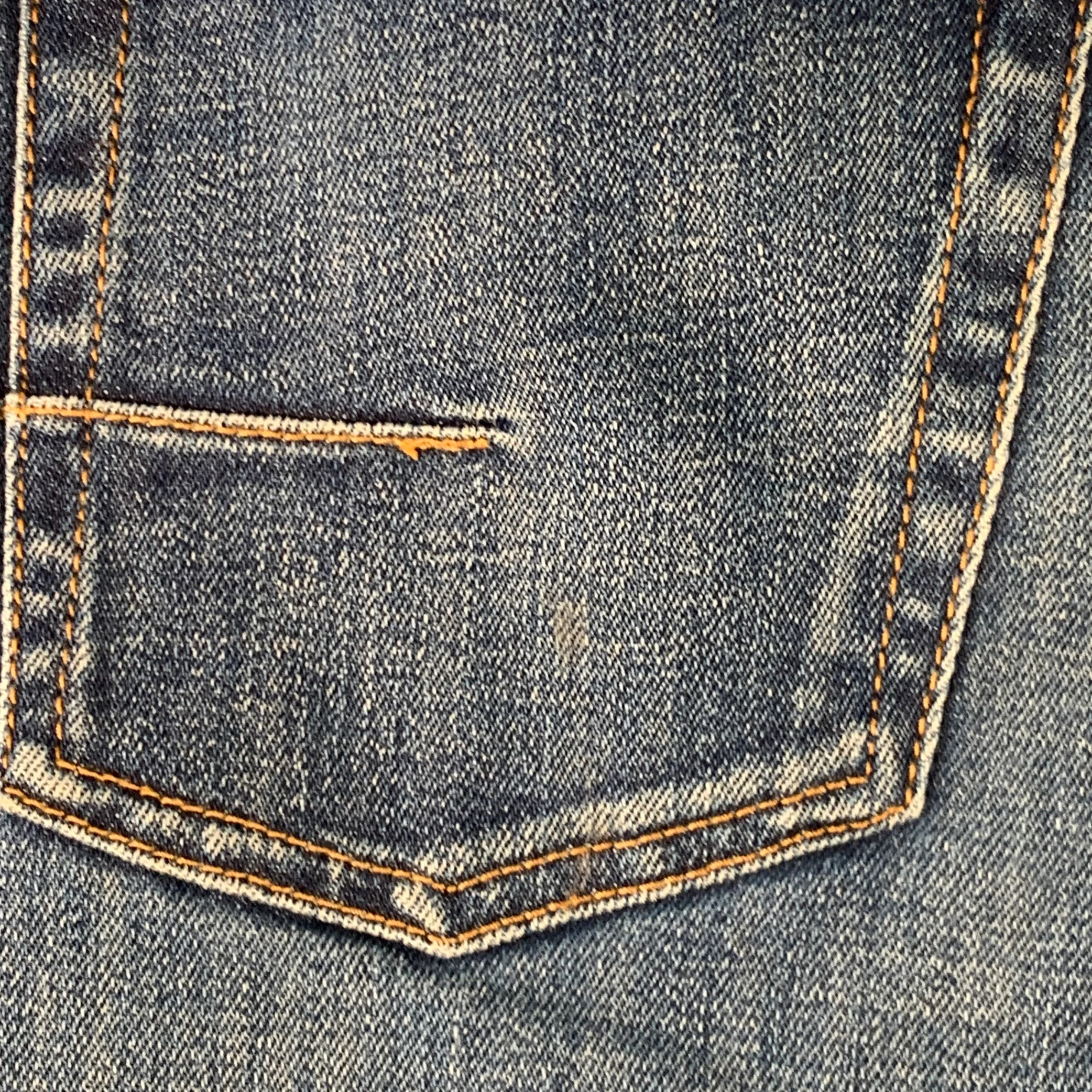 DIOR HOMME Size 30 Blue Contrast Stitch Cotton Blend Twill Slim Straight Jeans - Image 4