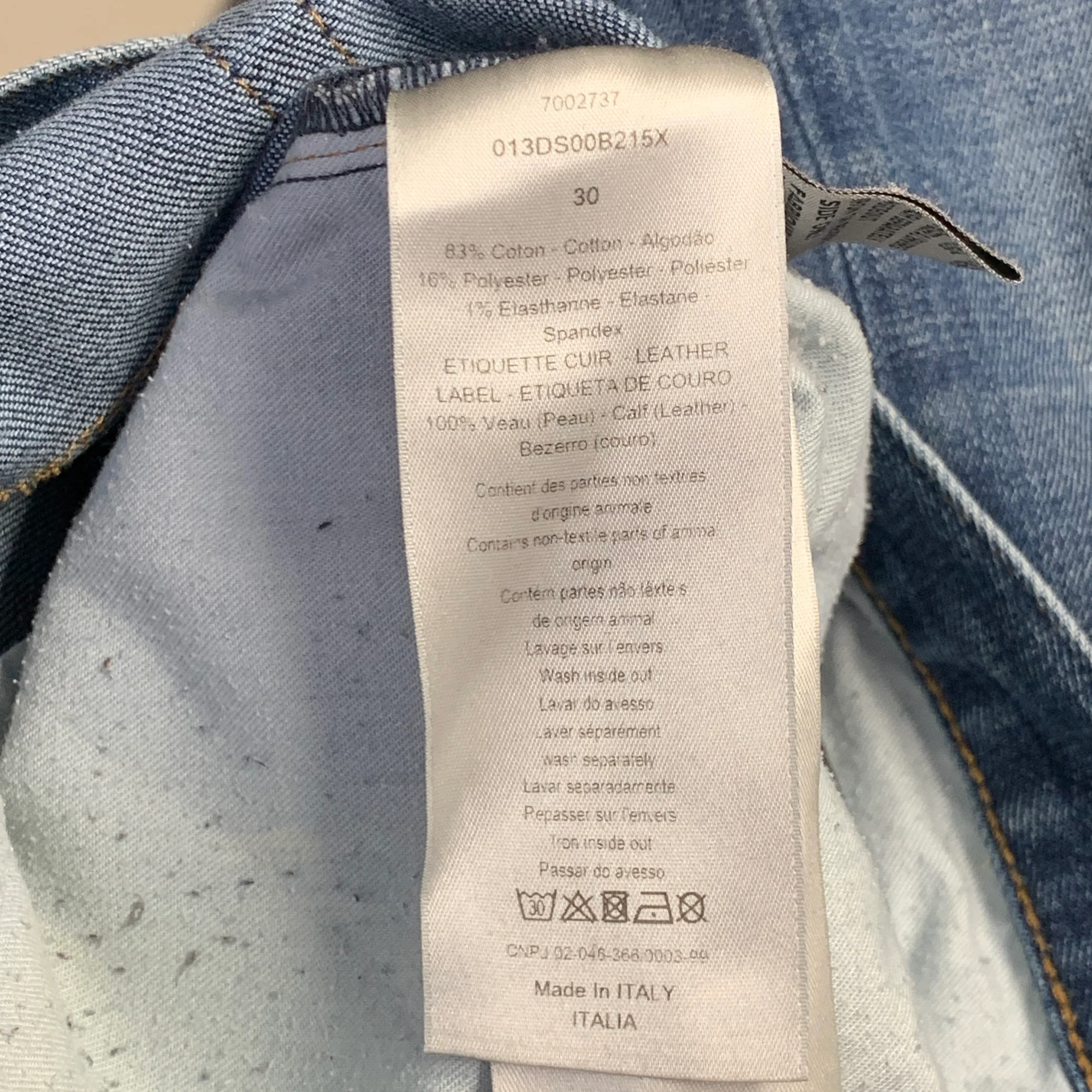 DIOR HOMME Size 30 Blue Contrast Stitch Cotton Blend Twill Slim Straight Jeans - Image 9
