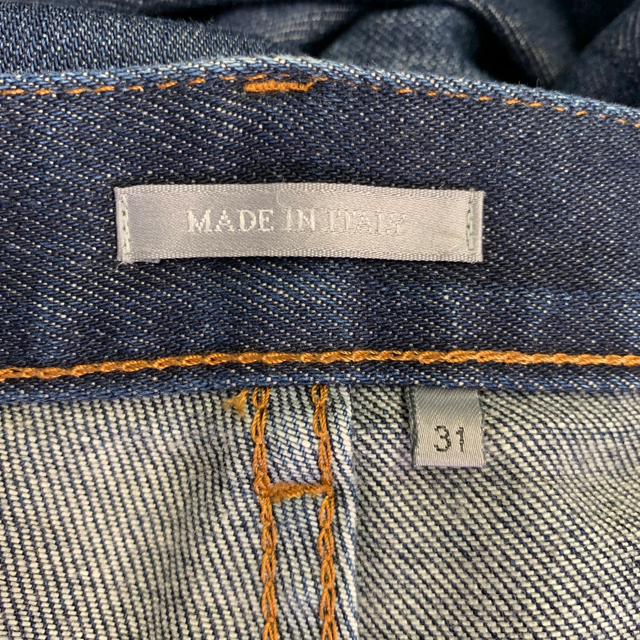 DIOR HOMME Size 31 Blue Washed Cotton Blend Button Fly Jeans - Image 8