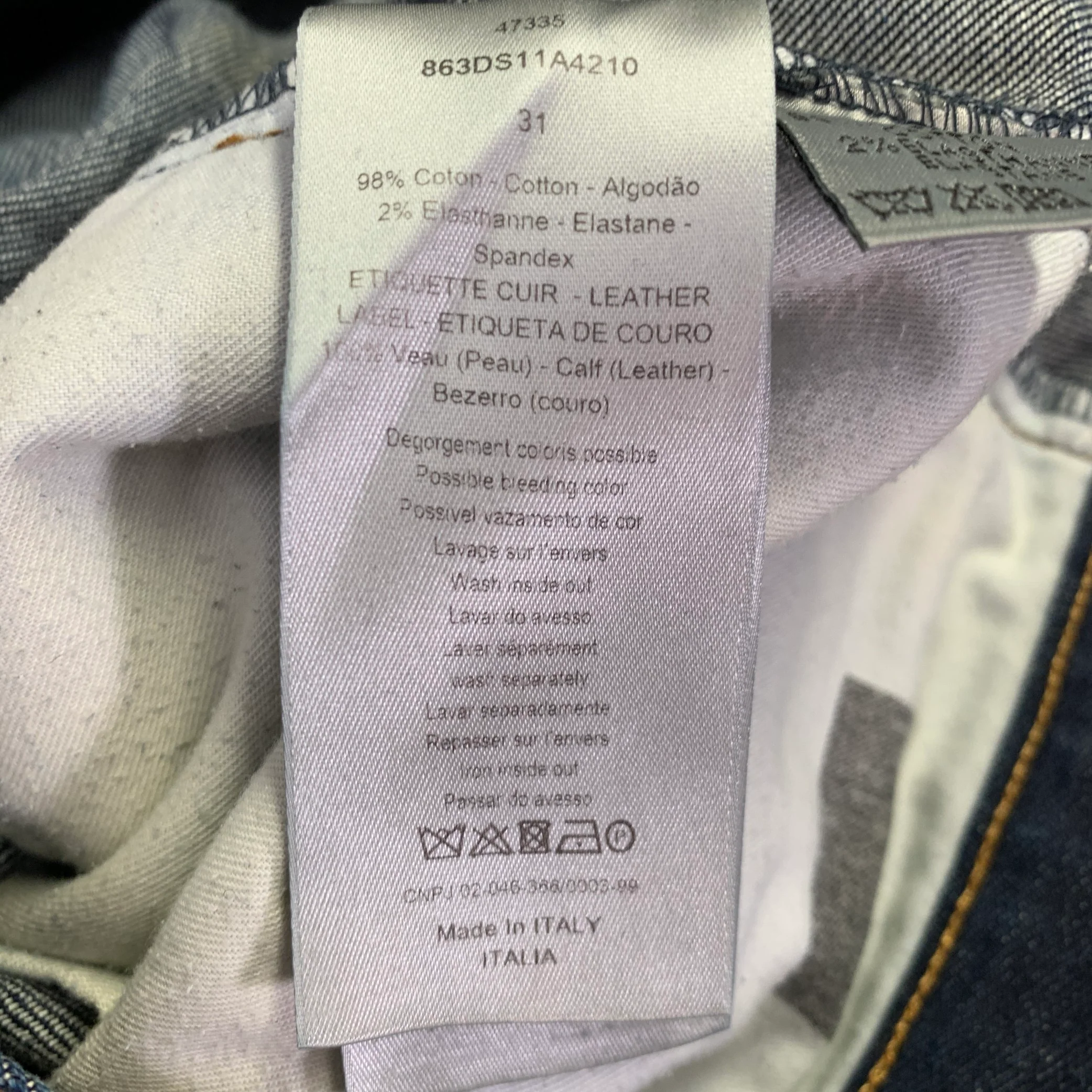DIOR HOMME Size 31 Blue Washed Cotton Blend Button Fly Jeans - Image 9