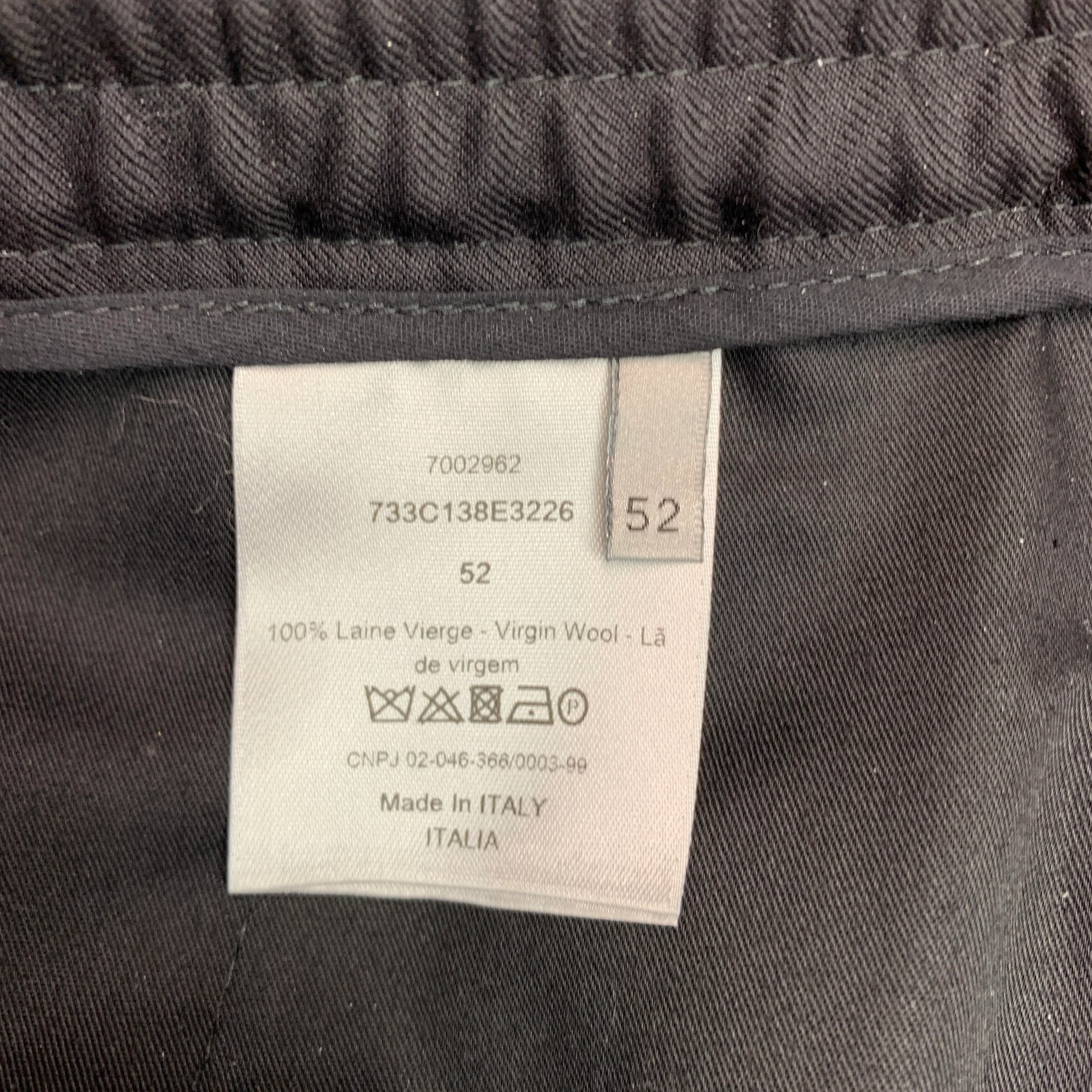 DIOR HOMME Size 36 Black Solid Wool Elastic Waistband Dress Pants - Image 3