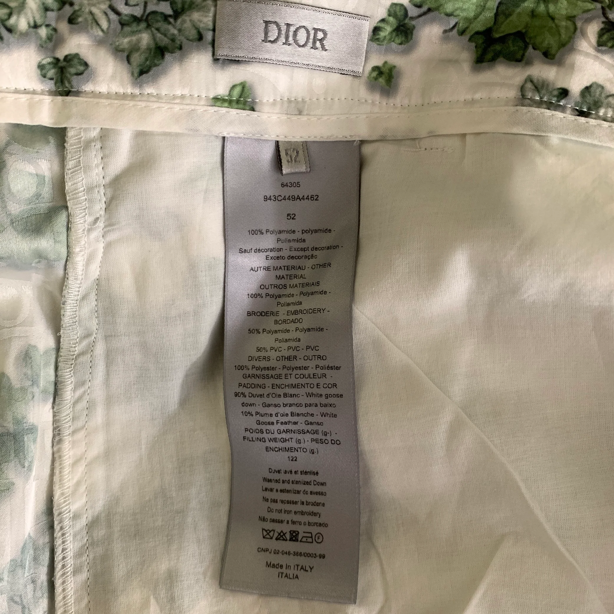 DIOR HOMME Size L White Green Leaves Short Sleeve Tracksuits & Sets - Image 9
