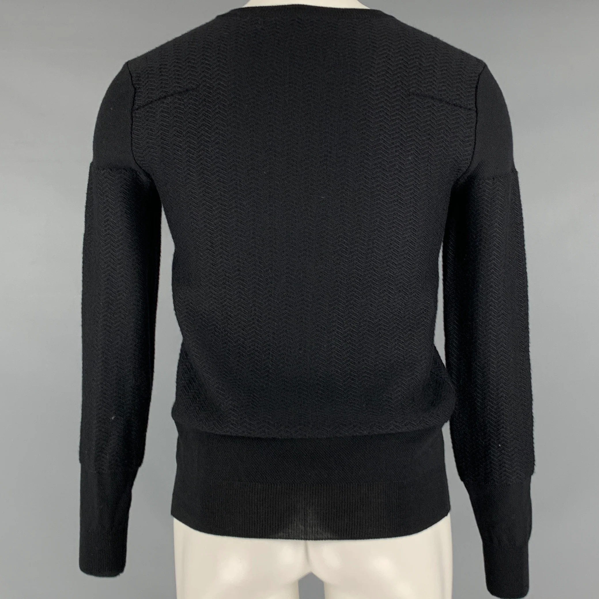 DIOR HOMME Size XS Black Knit Virgin Wool V-Neck Pullover - Image 4