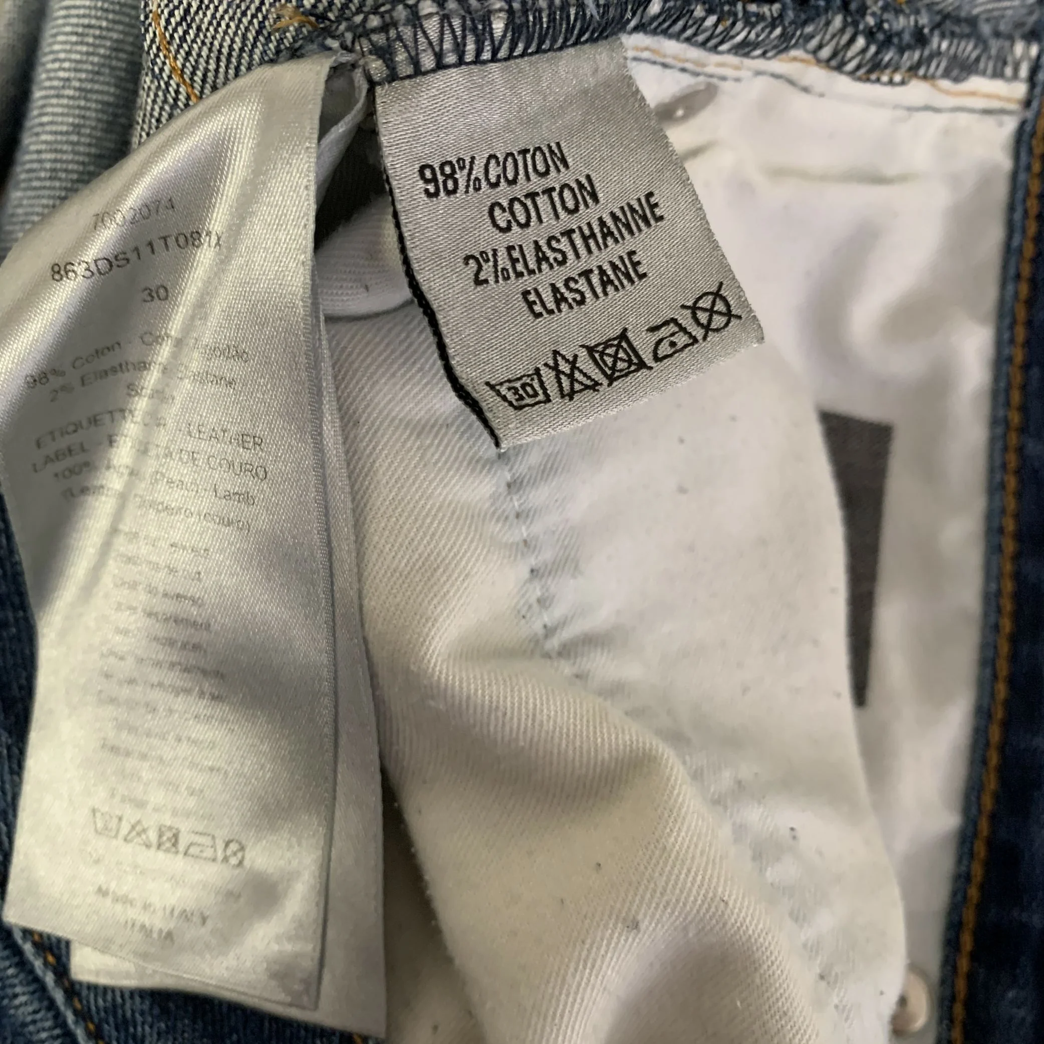 DIOR Size 34 Blue Patch Cotton Blend Button Fly Jeans - Image 5