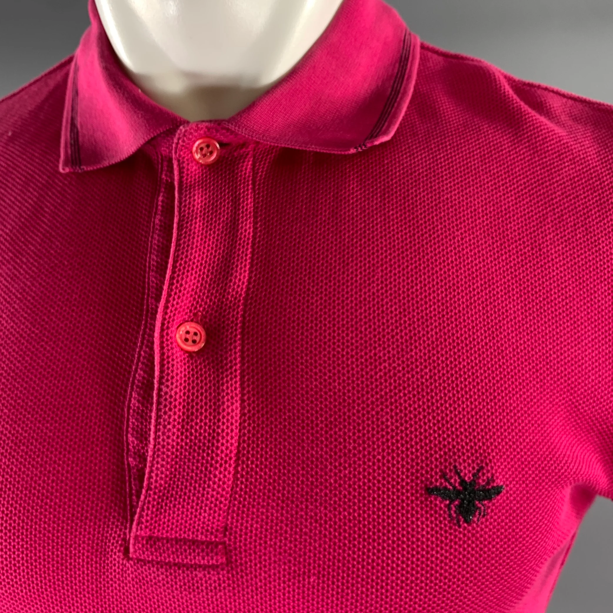 DIOR Size S Pink Black Pique Cap Sleeves Polo - Image 2