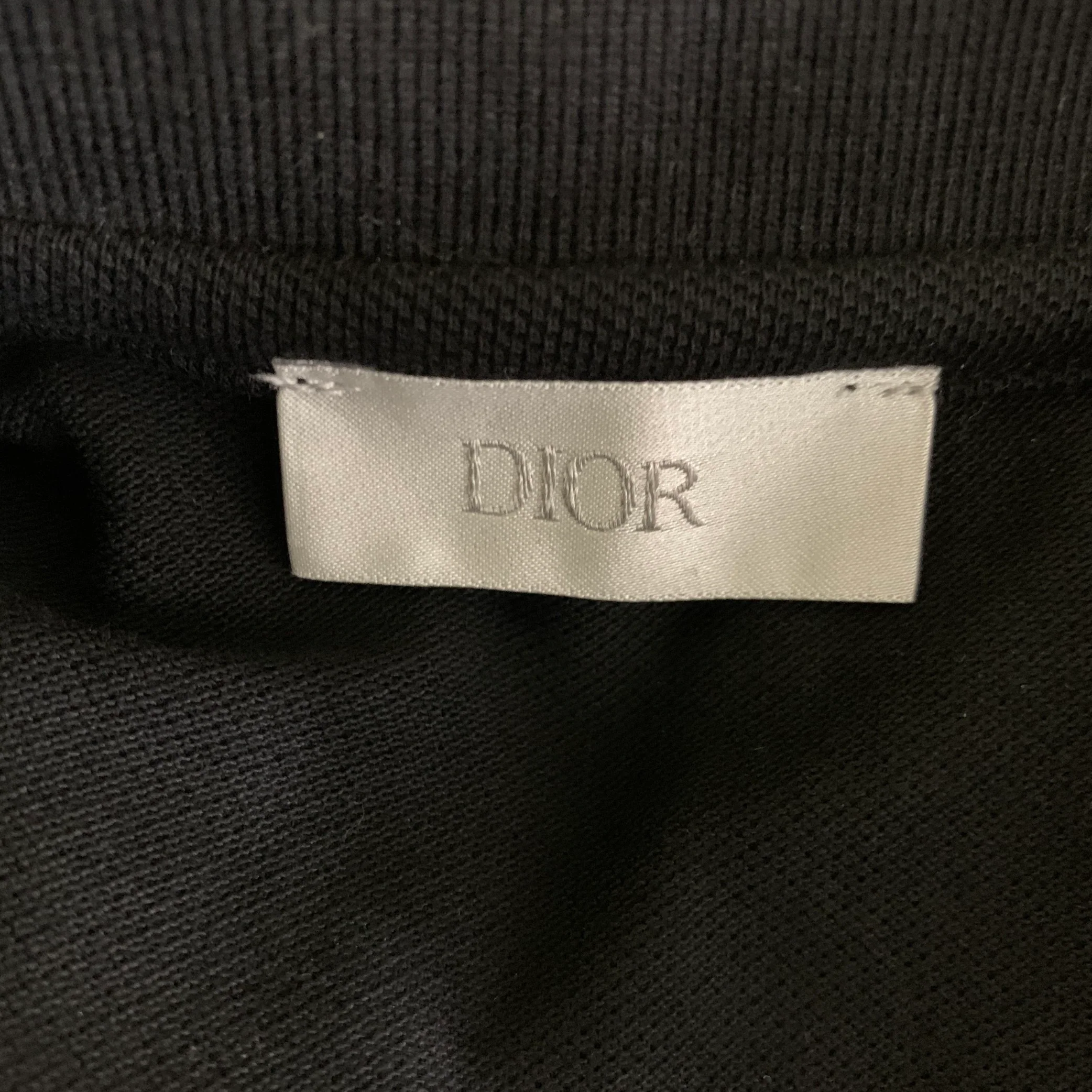DIOR Size XL Black Pique Cotton Buttoned Polo - Image 4