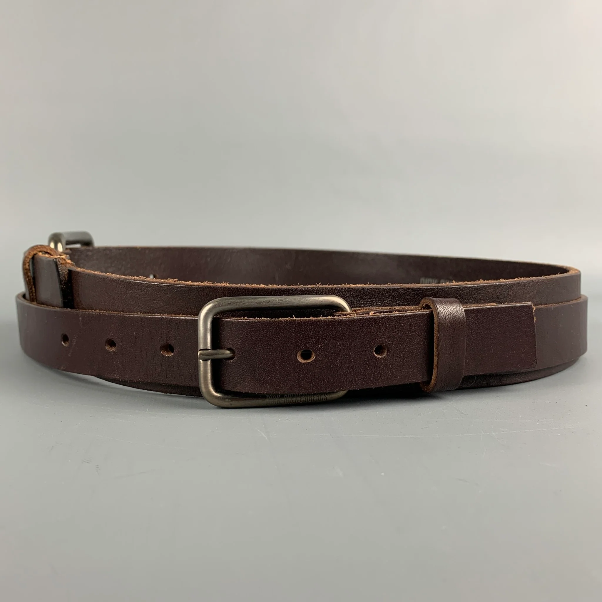 DIRK BIKKEMBERGS Size 30 Brown Leather Double Buckle Belt - Image 4
