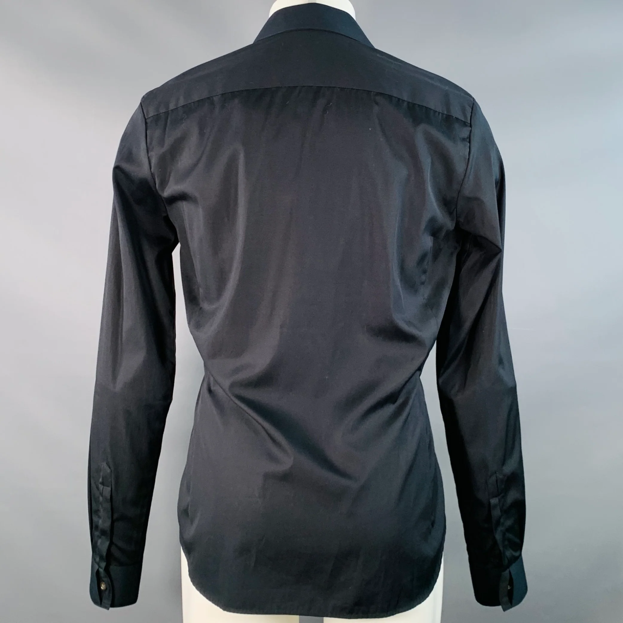 DIRK SCHONBERGER Size 38 Black Cotton Hidden Buttons Long Sleeve Shirt - Image 3