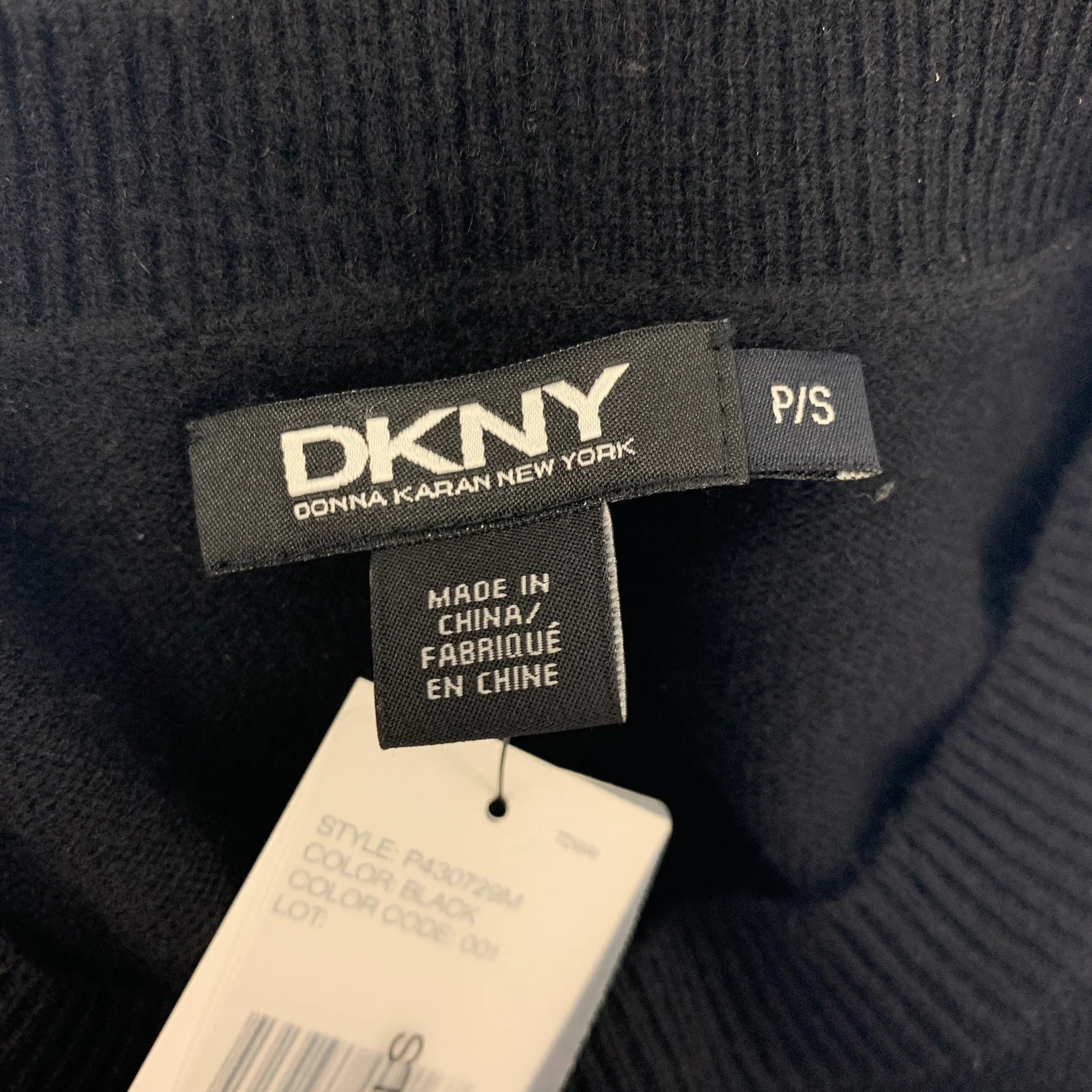 DKNY Size S Black Cashmere Capelet Pullover - Image 6