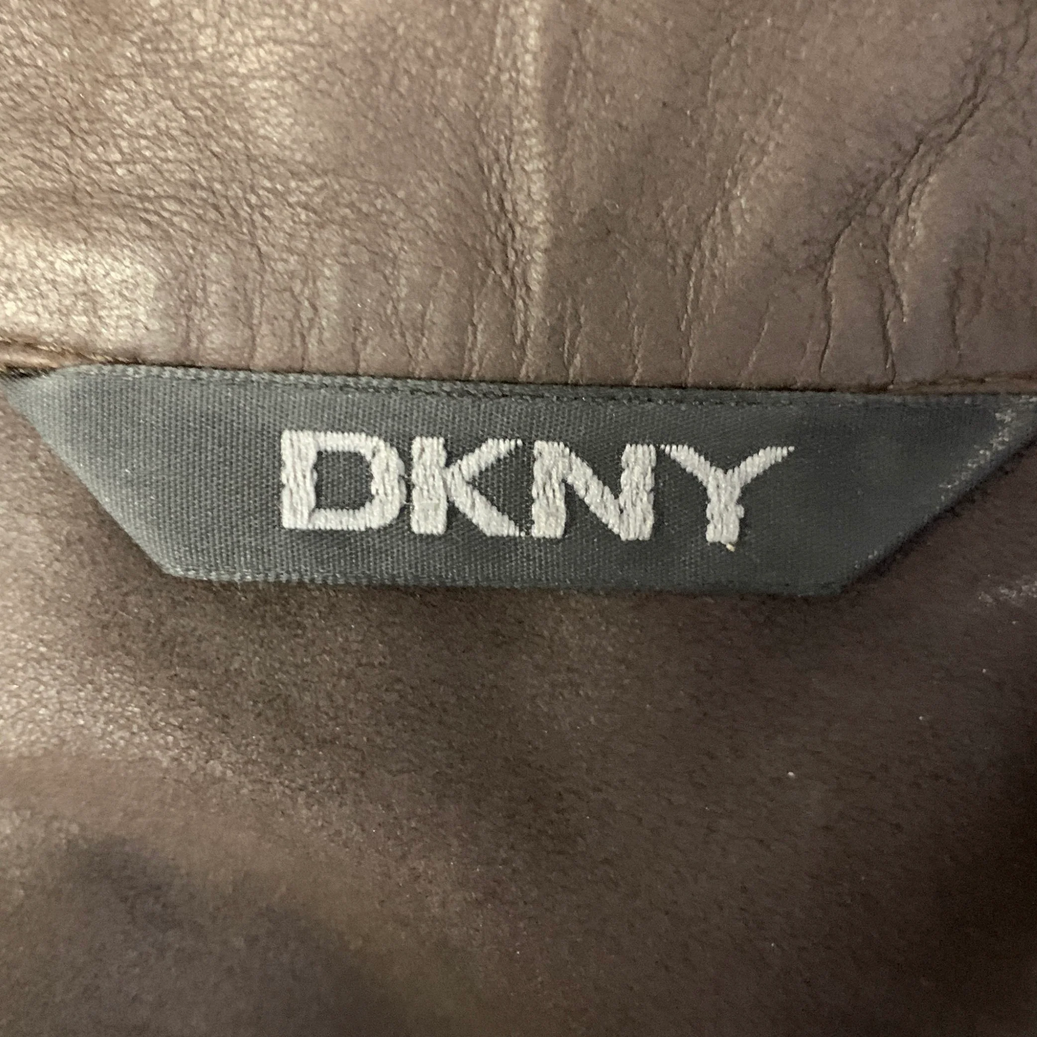 DKNY Size XS Brown Leather Long Sleeve Shirt - Image 5