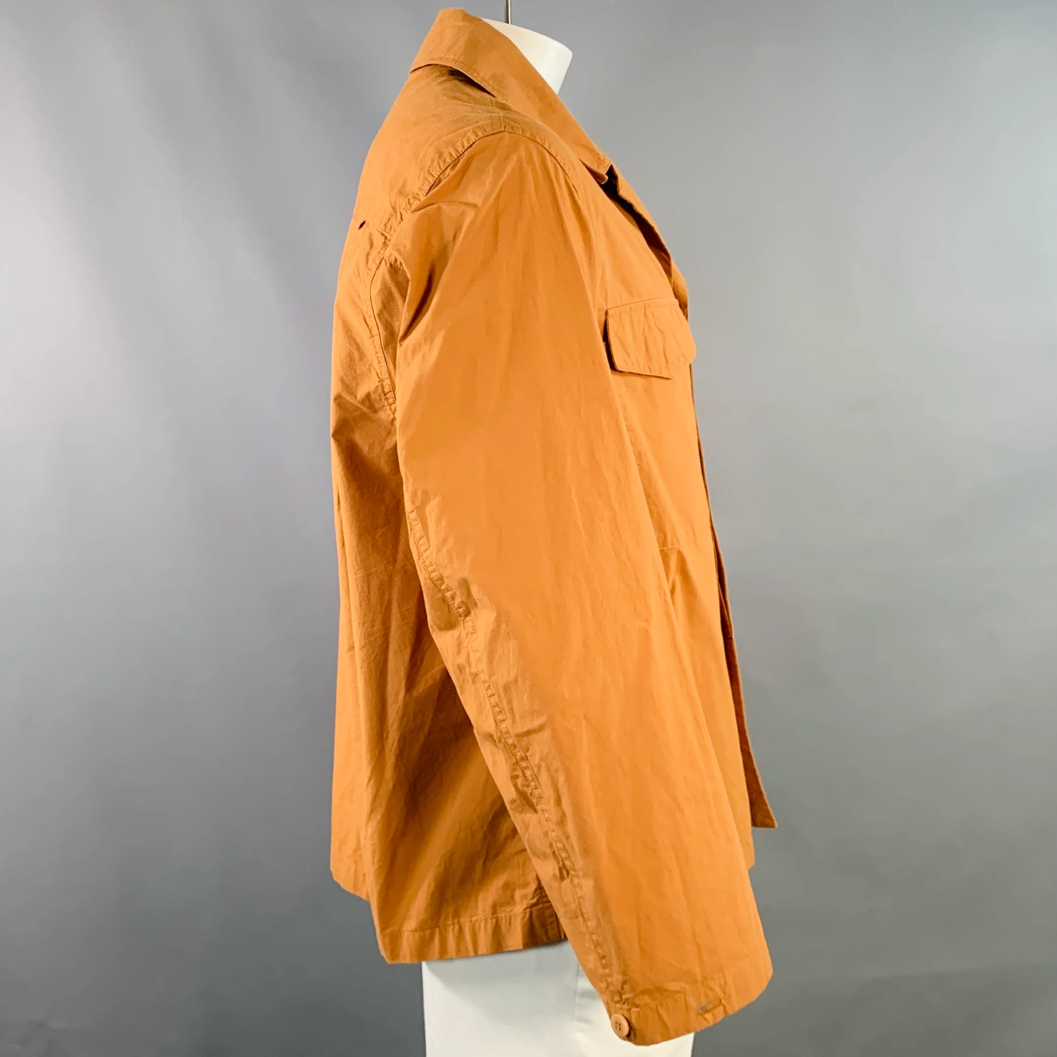 DOCUMENT Size XL Tan Cotton Two Pockets Hidden Placket Shirt Jacket - Image 3