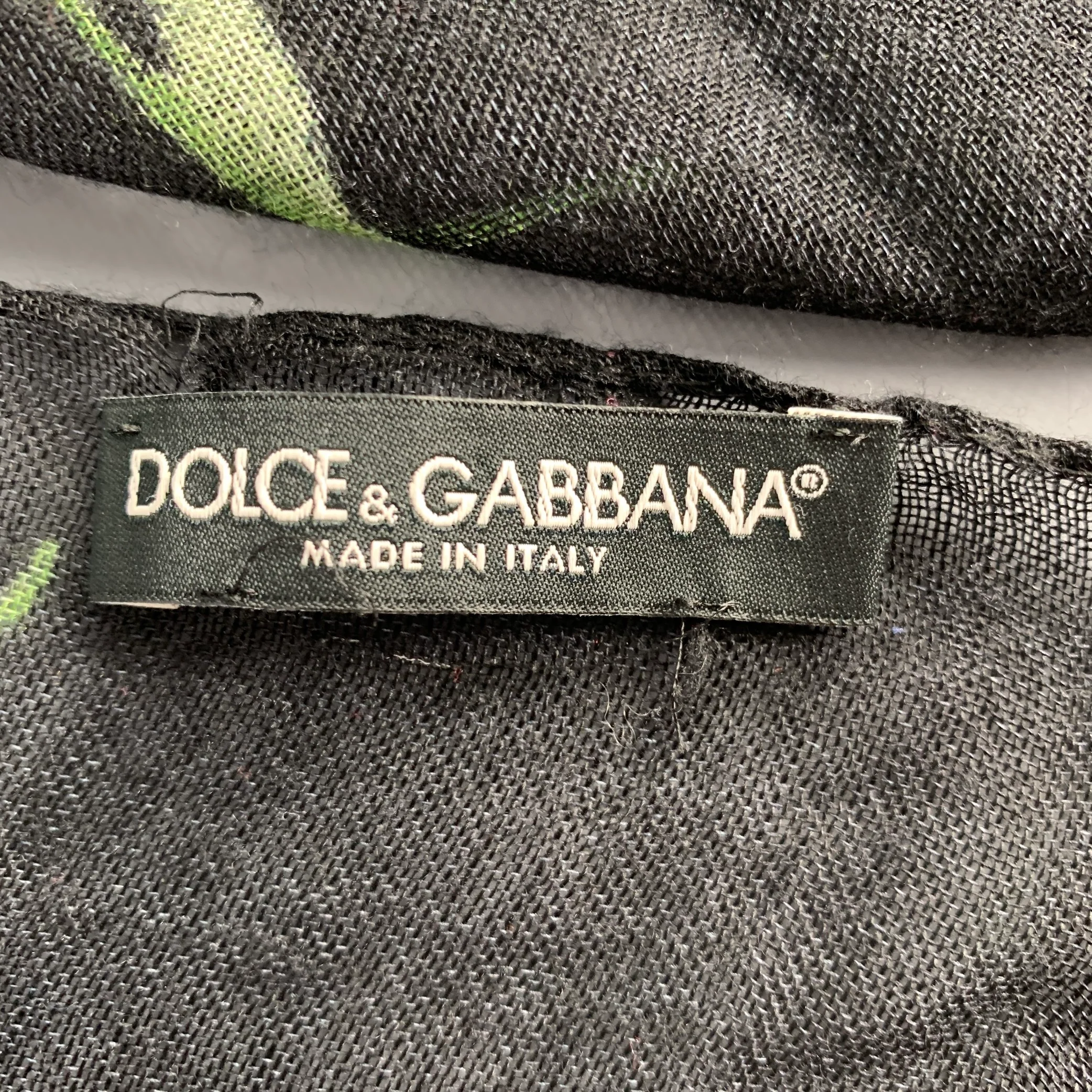 DOLCE & GABBANA Black Green Floral Scarf Shawl - Image 7