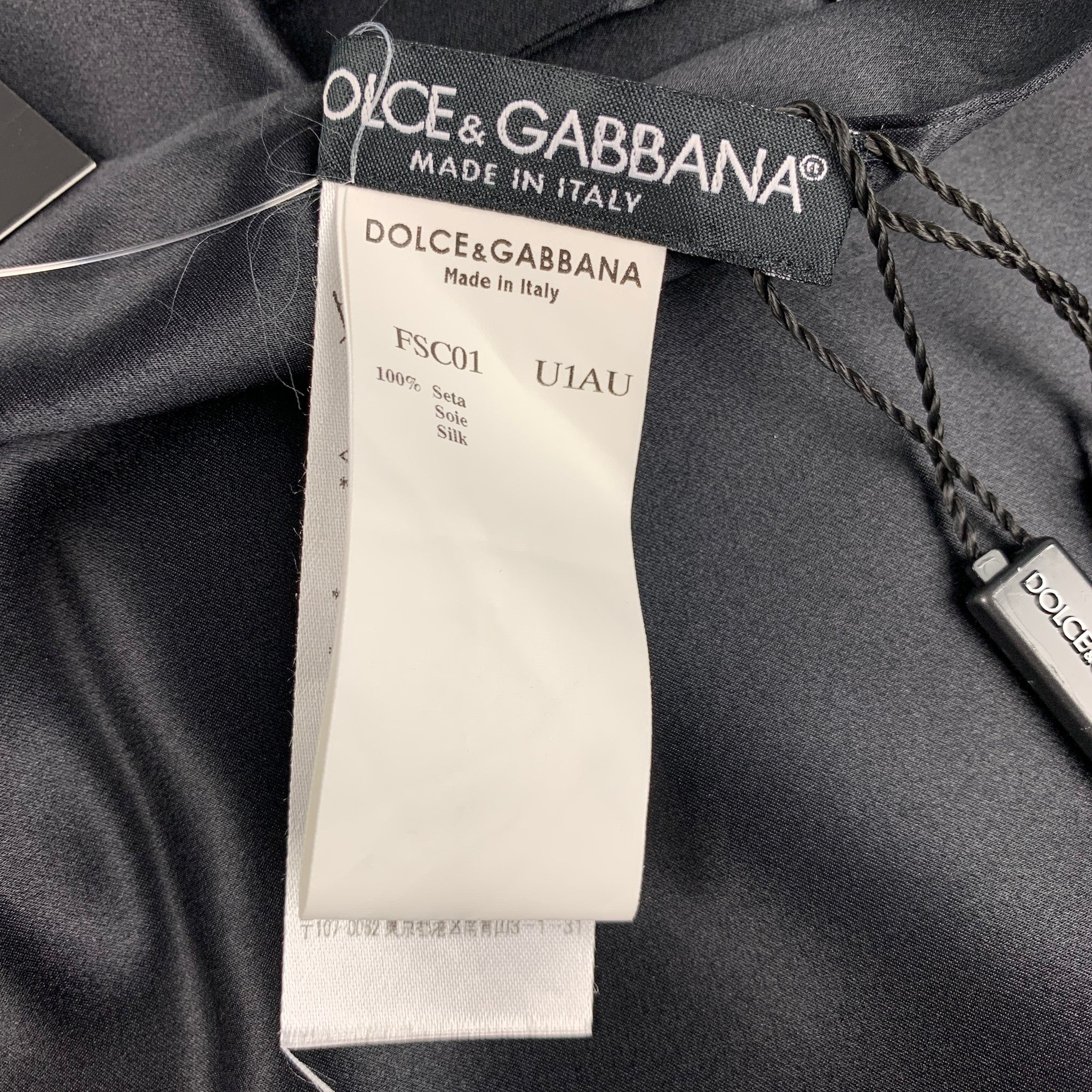 DOLCE & GABBANA Black Silk Satin Scarves - Image 6