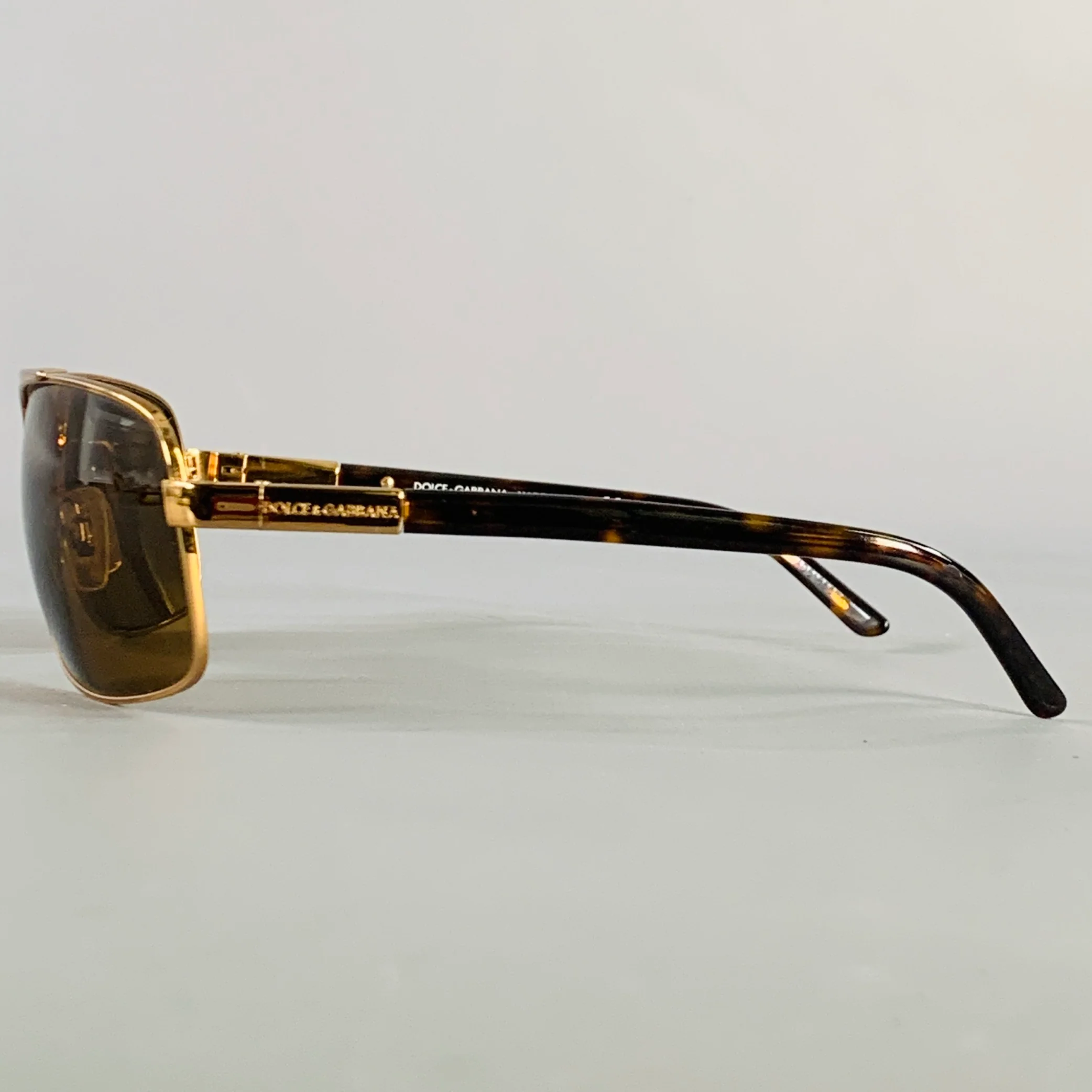 DOLCE & GABBANA Gold Tortoiseshell Metal Pilot Sunglasses - Image 4