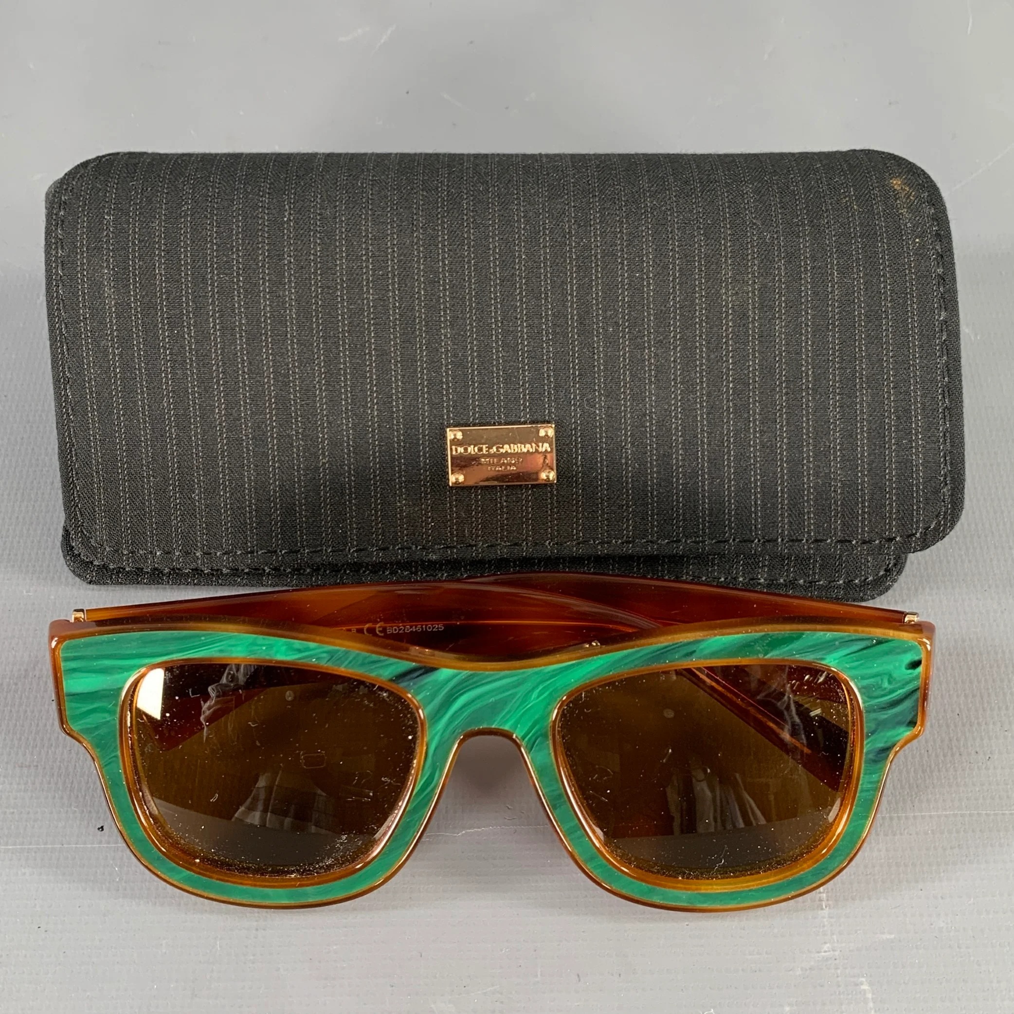 DOLCE & GABBANA Green Brown Marbled Acetate Sunglasses - Image 7
