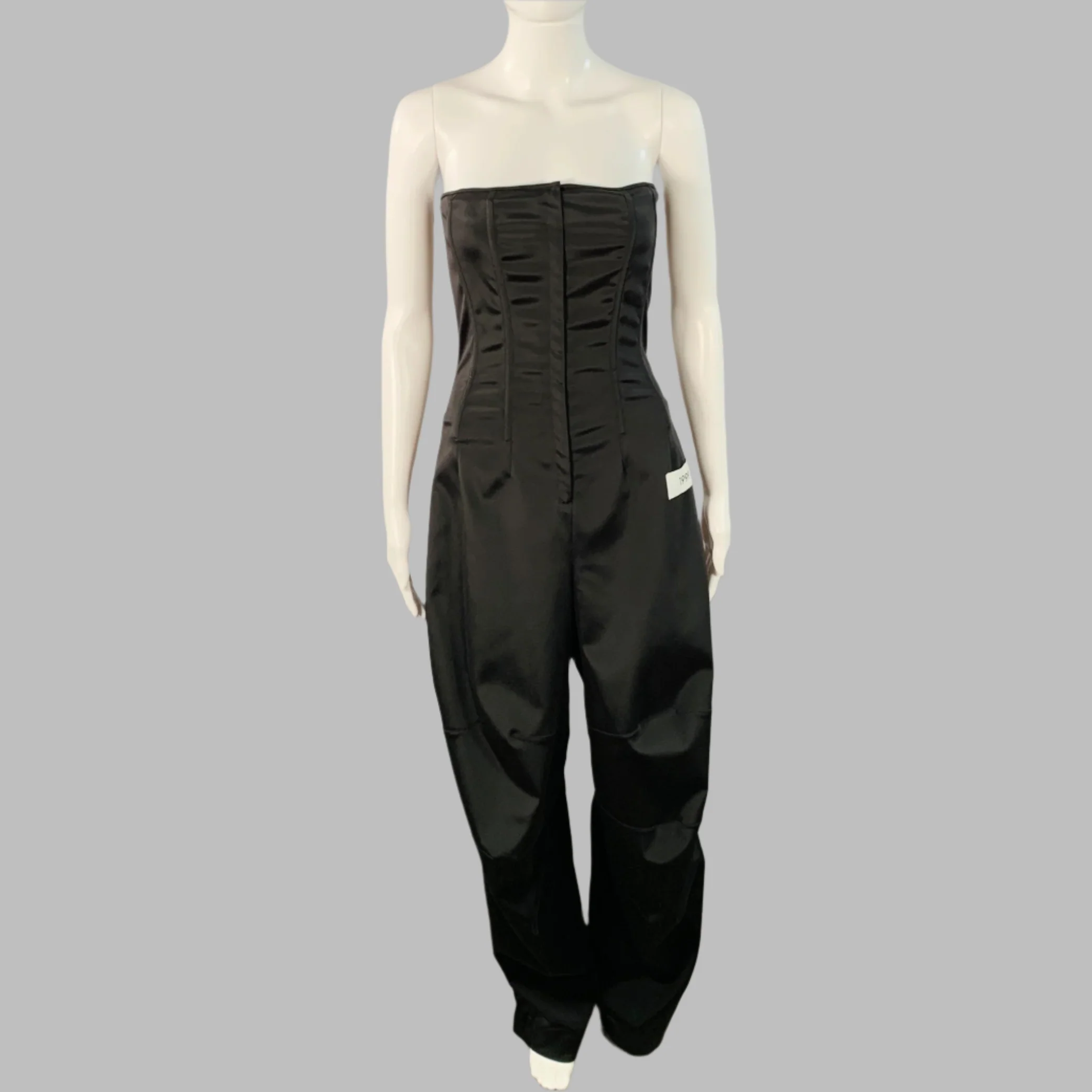 DOLCE & GABBANA KIM Size 4 Black White Acetate Blend Strapless Cargo Jumpsuit