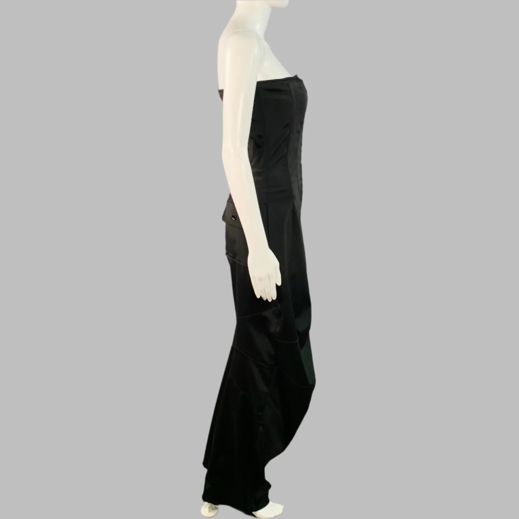 DOLCE & GABBANA KIM Size 4 Black White Acetate Blend Strapless Cargo Jumpsuit - Image 4