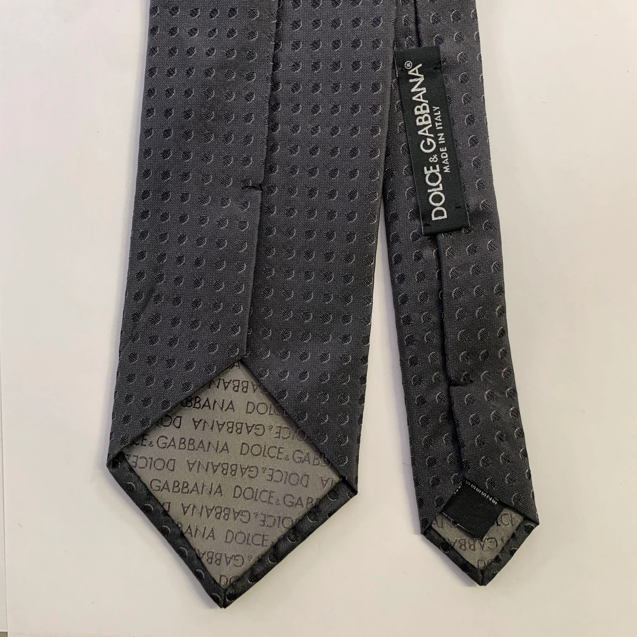 DOLCE & GABBANA One Size Brown Polka Dot Silk Jacquard Tie - Image 2