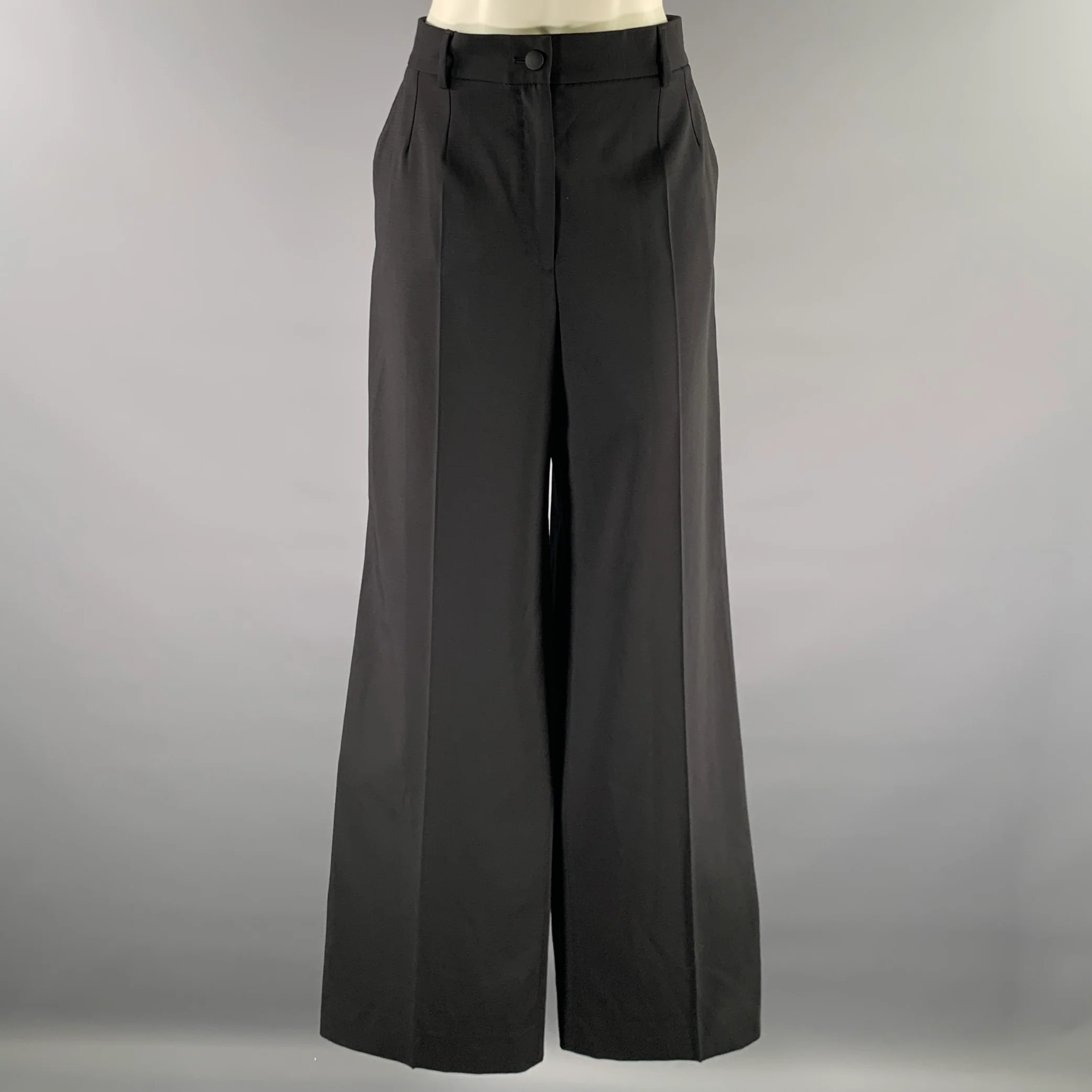 DOLCE & GABBANA Size 10 Black Wool Trouser Cut Pants