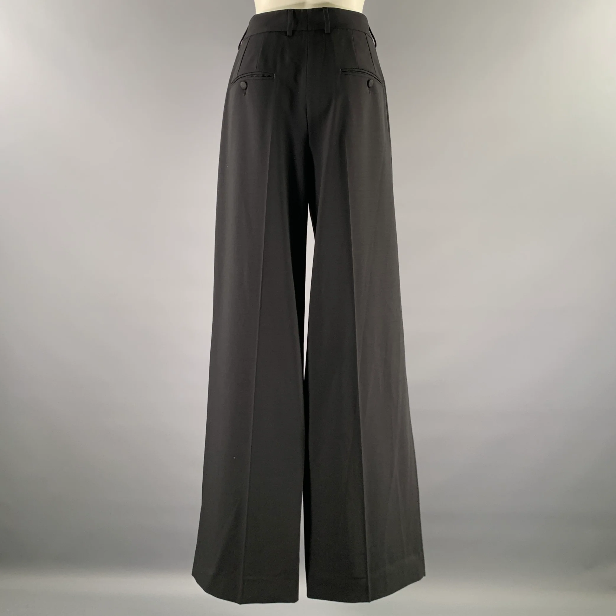 DOLCE & GABBANA Size 10 Black Wool Trouser Cut Pants - Image 3