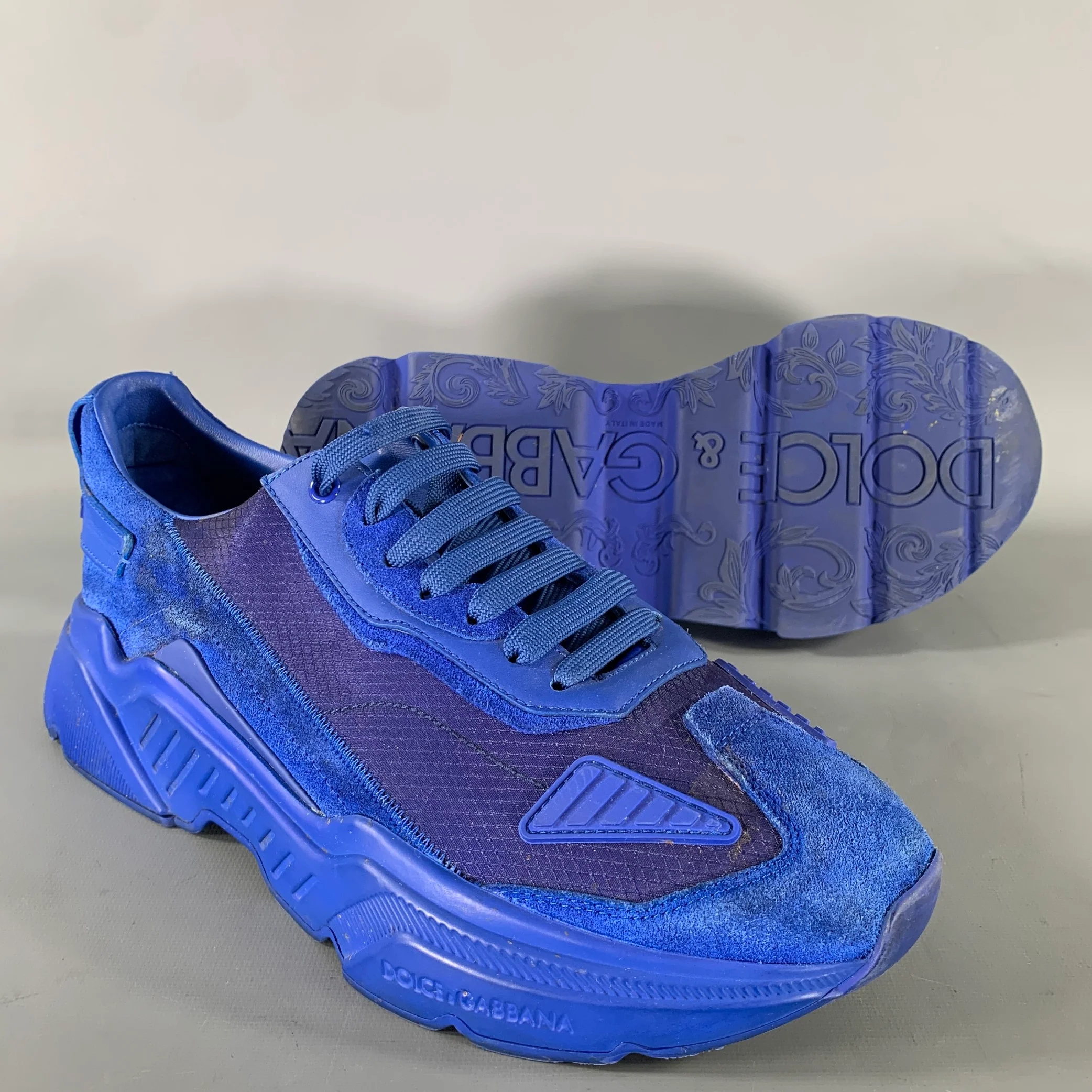 DOLCE & GABBANA Size 10 Blue Cobalt Nylon Sneakers - Image 5