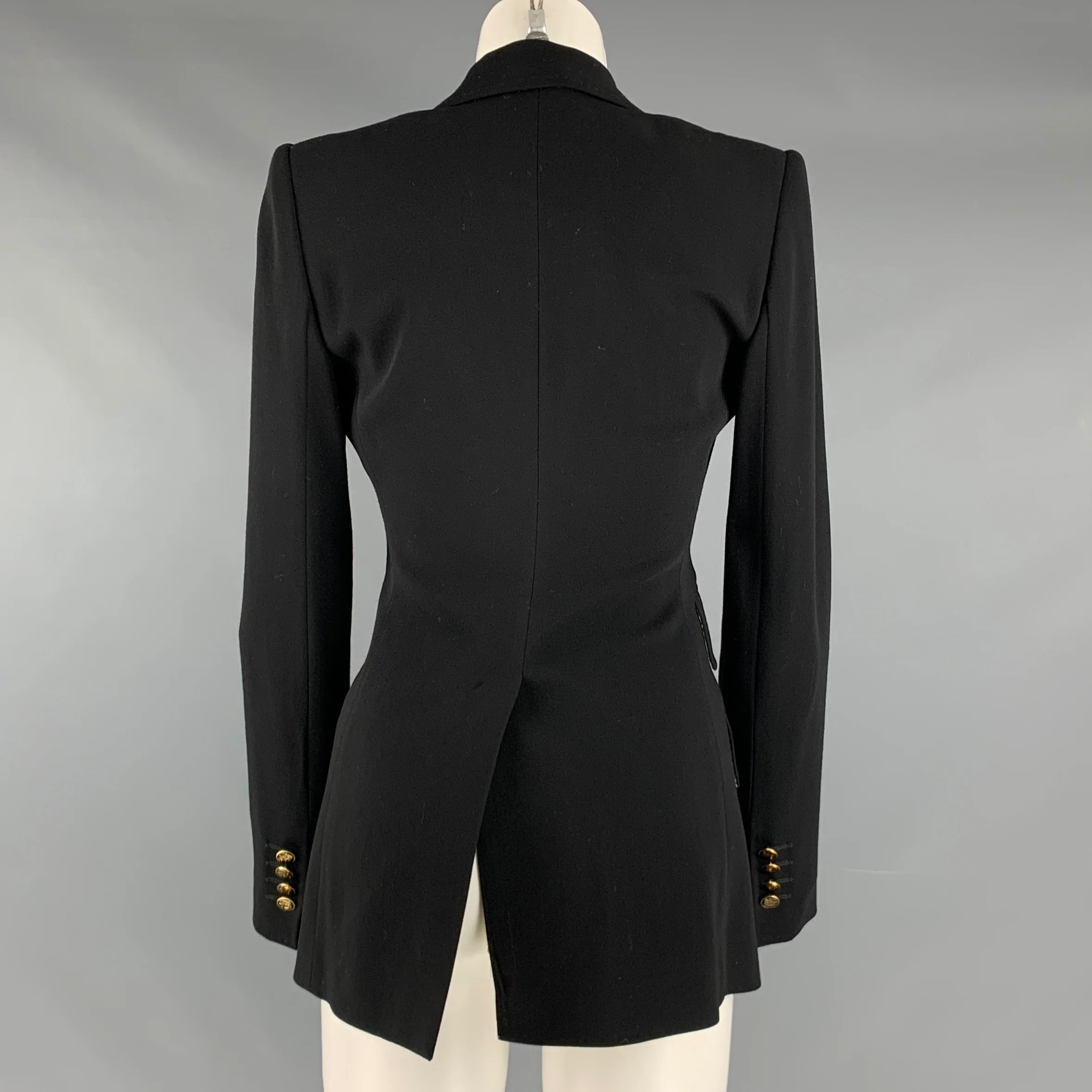 DOLCE & GABBANA Size 2 Black Wool Blend Single breasted Blazer - Image 4