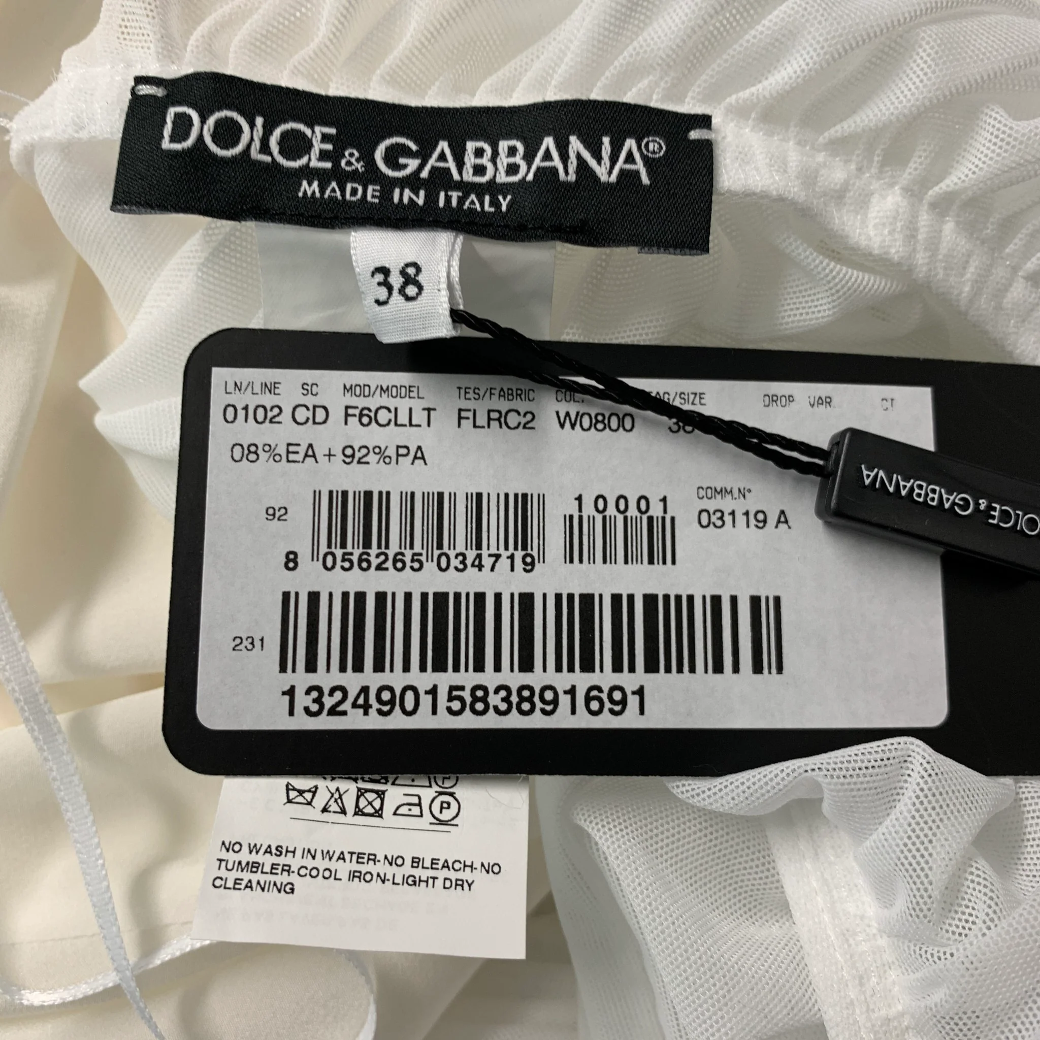 DOLCE & GABBANA Size 2 White Nylon Eastane Ruched Off-Shoulder Cocktail Dress - Image 4