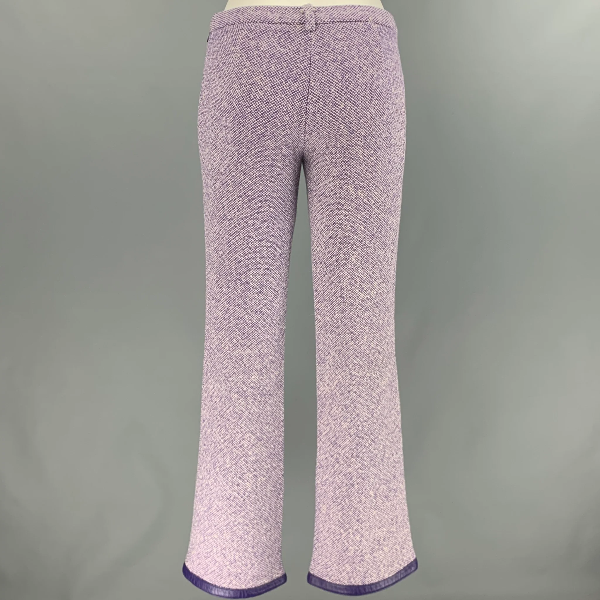 DOLCE & GABBANA Size 26 Purple White Wool Blend Dress Pants - Image 4