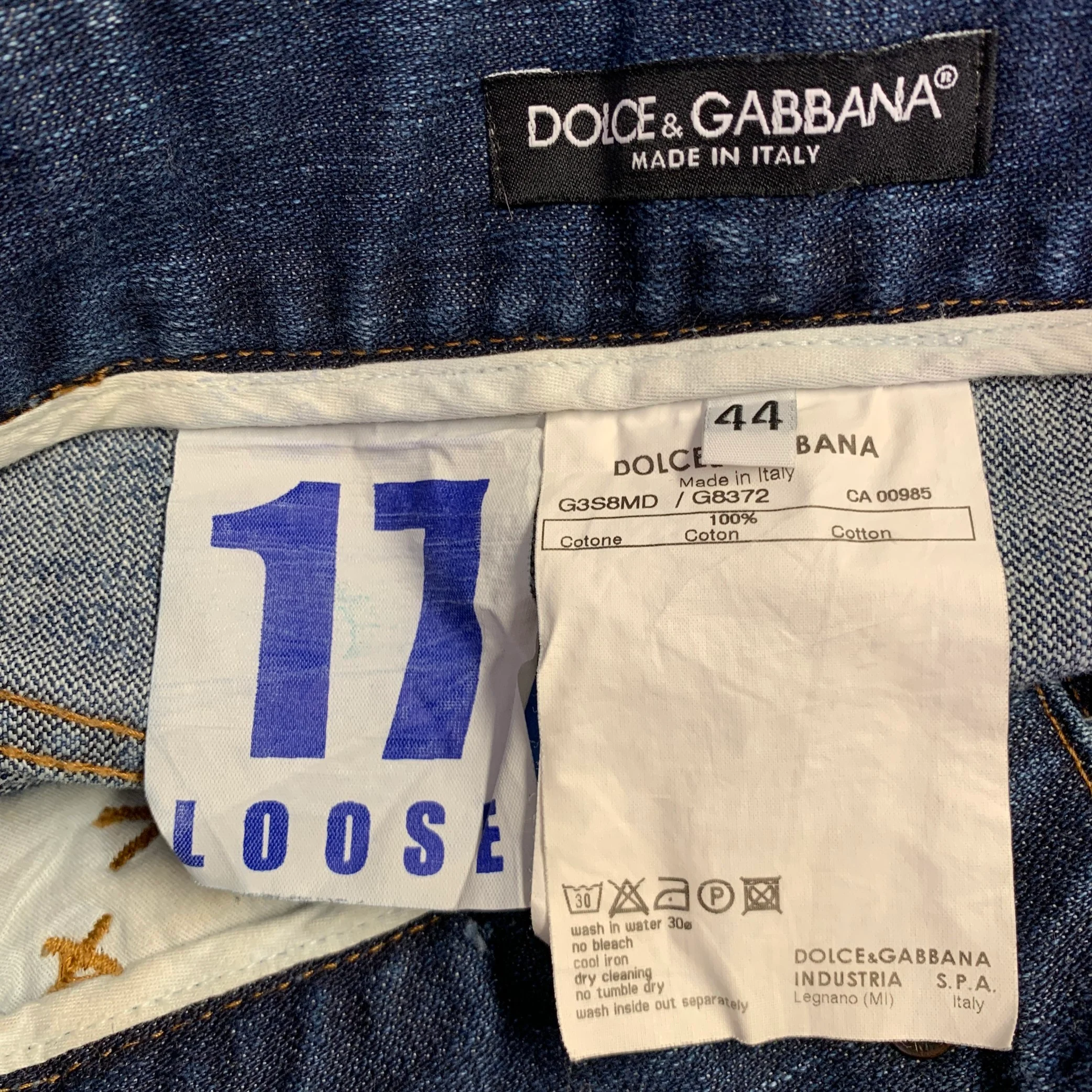 DOLCE & GABBANA Size 28 Blue Contrast Stitch Cotton Jeans - Image 5