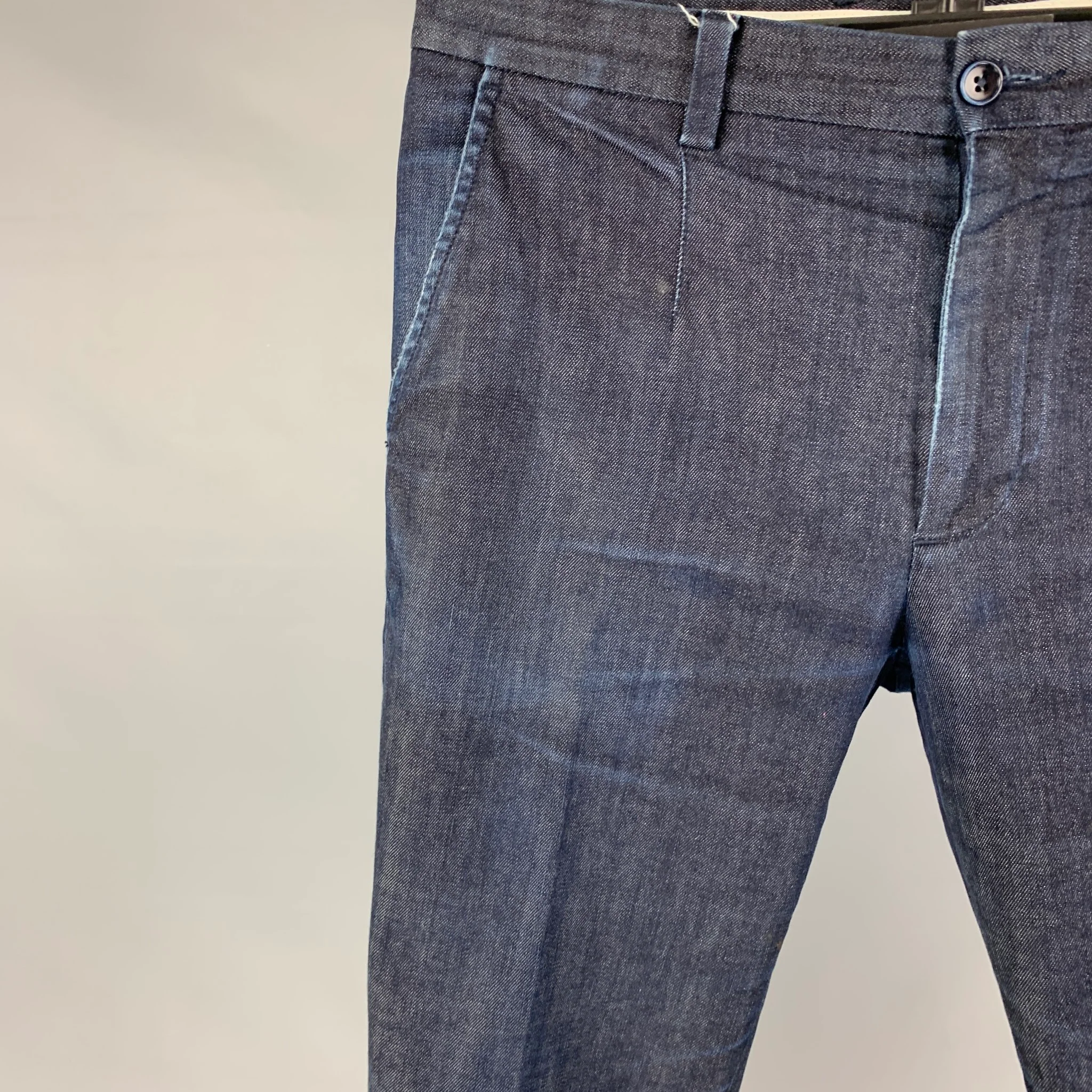 DOLCE & GABBANA Size 28 Blue Indigo Cotton Blend Slim Cuffed Jeans - Image 2
